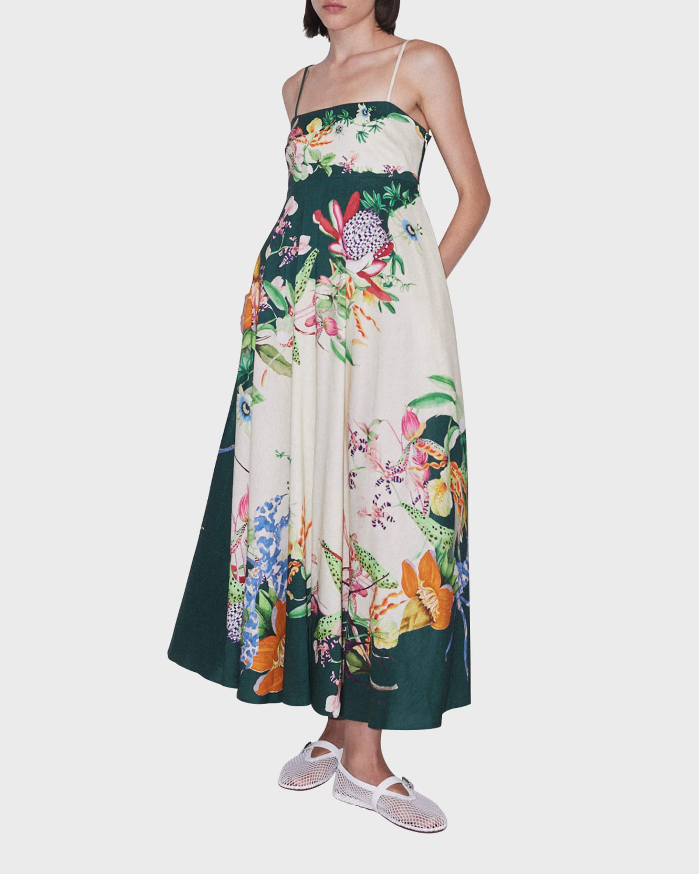 Aggie Floral Linen-Blend Sleeveless Maxi Sundress - 1