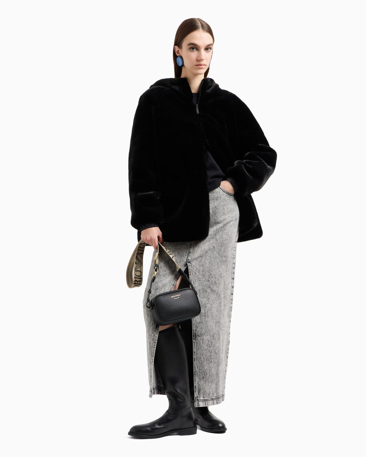 ASV BLACK BLUE CAPSULE COLLECTION LONG SKIRT IN OVER-DYED ORGANIC DENIM - 4