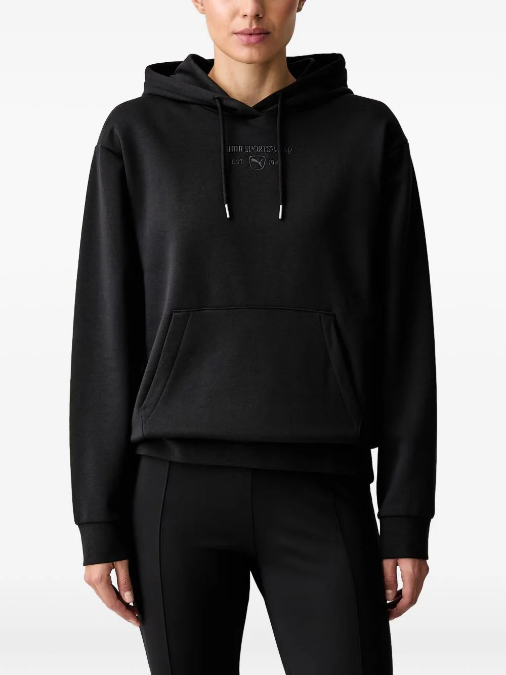 logo-embroidered hoodie - 1