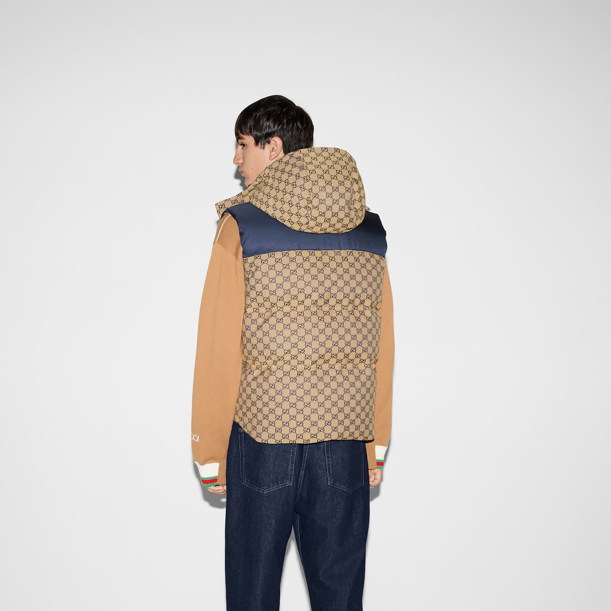 GG canvas down vest with detachable hood - 4