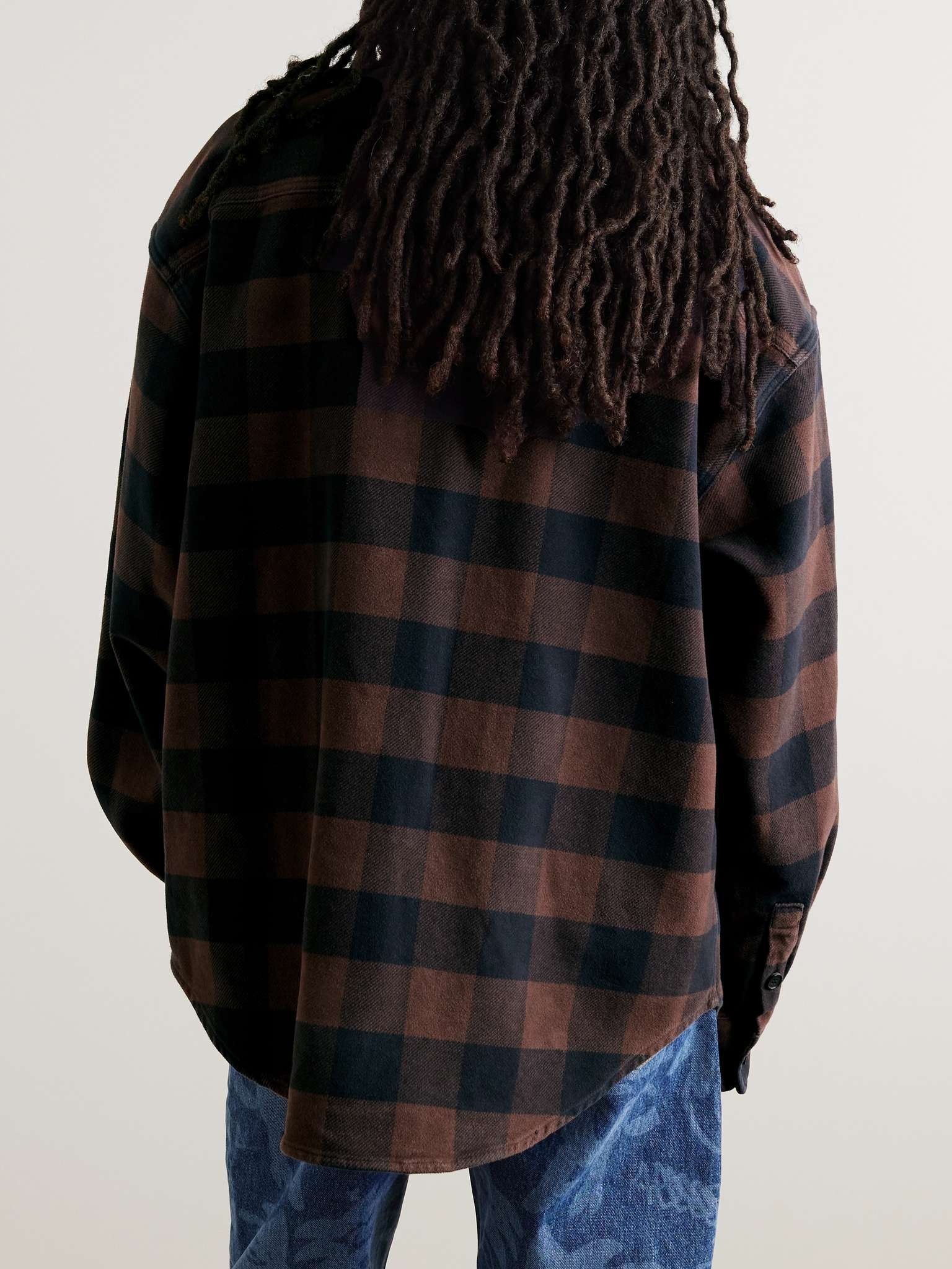 Logo-Embroidered Checked Cotton-Twill Overshirt - 4