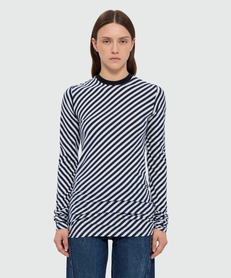 MSGM Blue striped cotton jersey T-shirt outlook