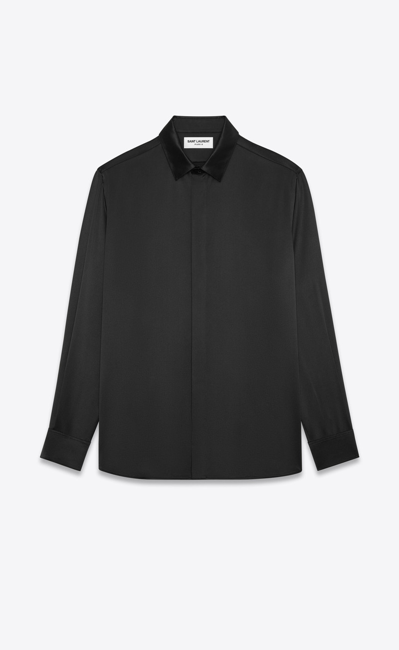 yves collar shirt in silk satin - 1