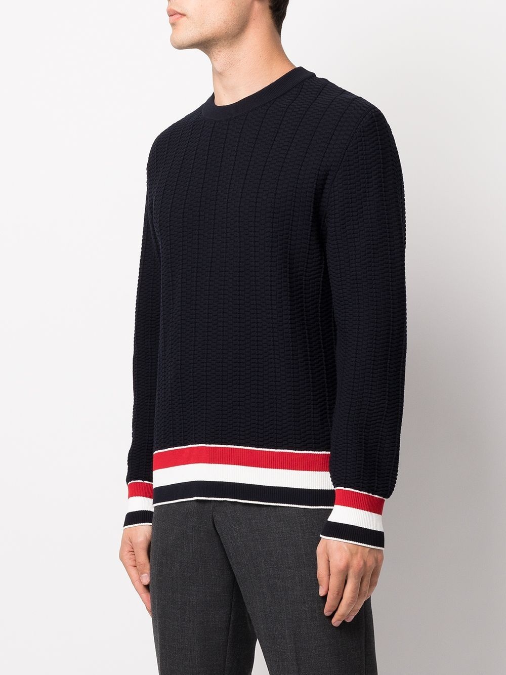 stripe-trim jumper - 3