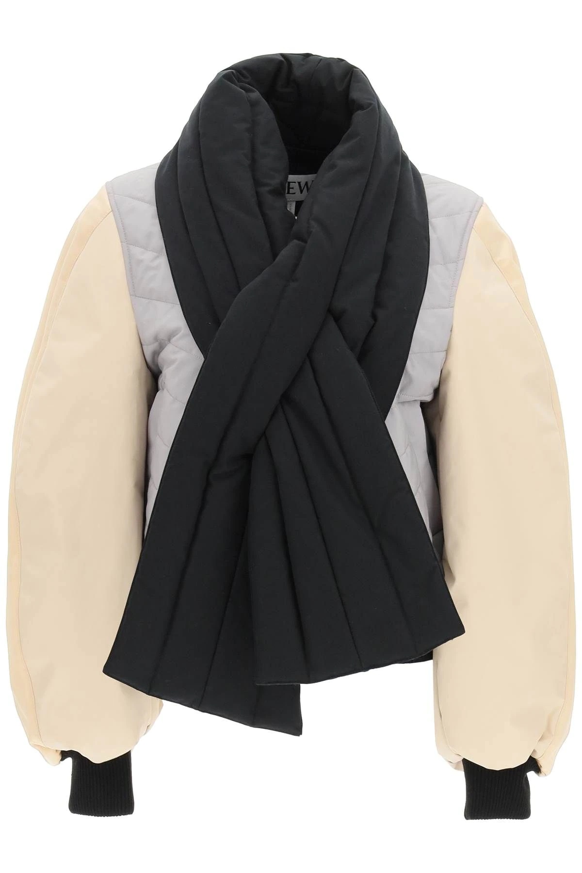 COTTON TOILE BOMBER JACKET WITH SCARF - 1