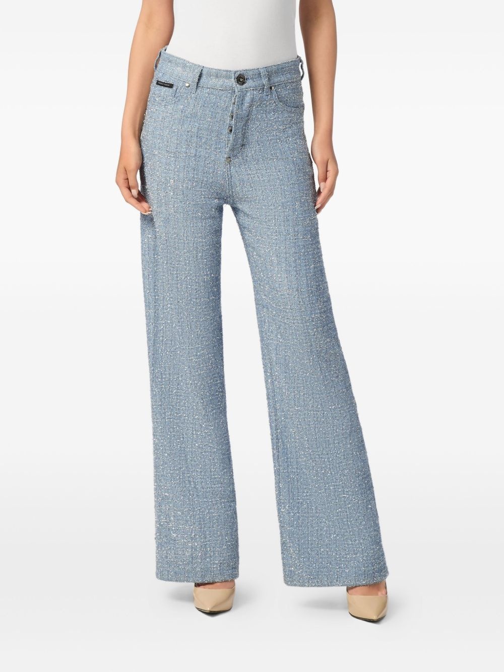 tweed wide-leg jeans - 3