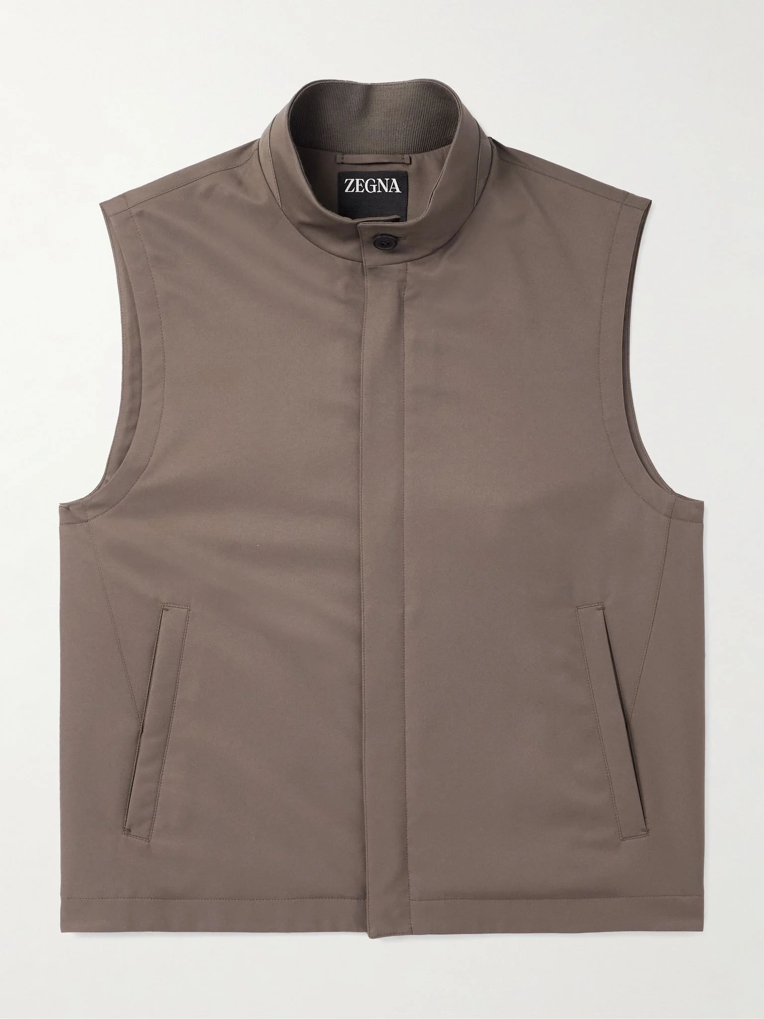 Slim-Fit Shell Gilet Brown - 1