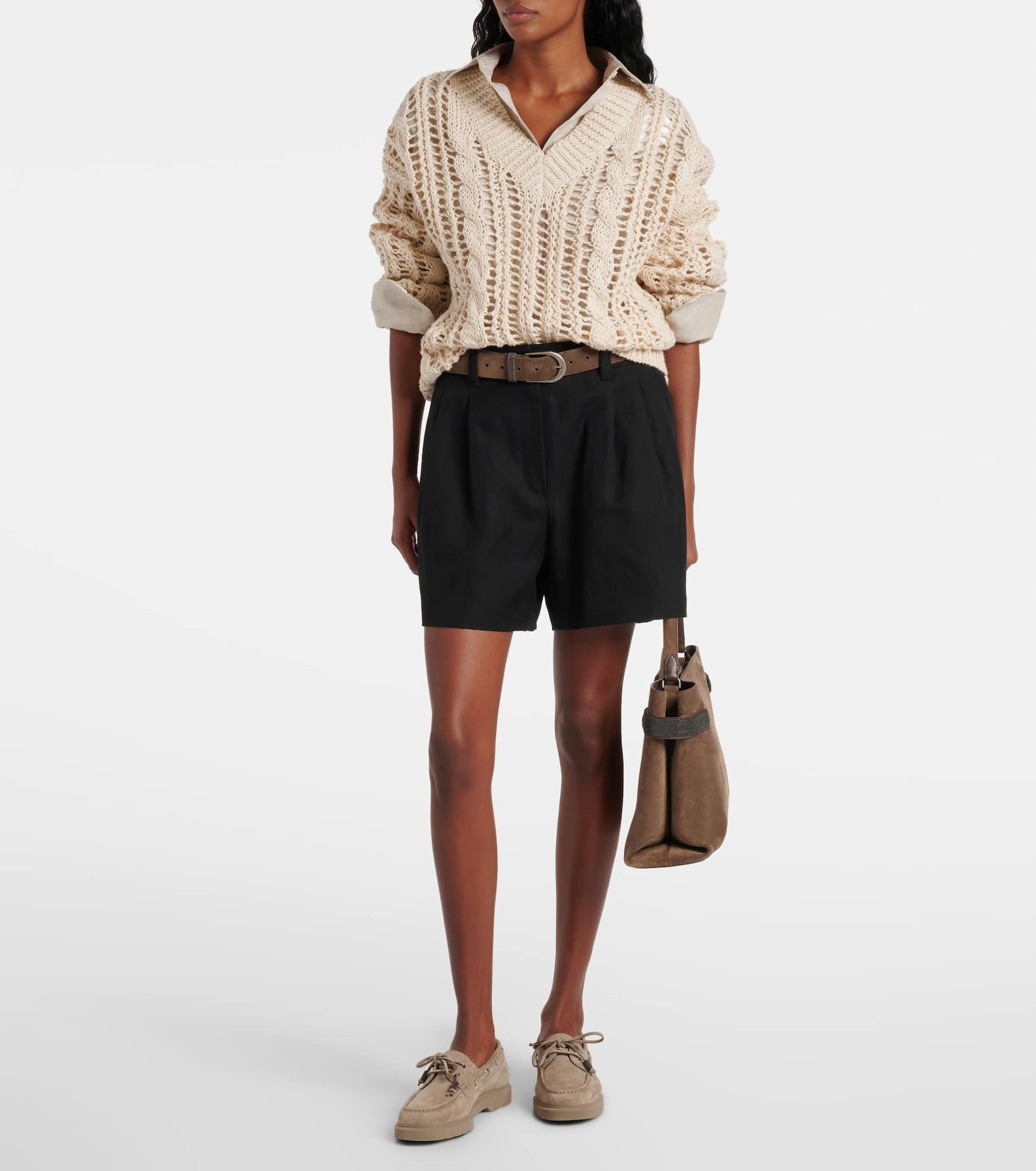 Cotton and linen shorts - 2