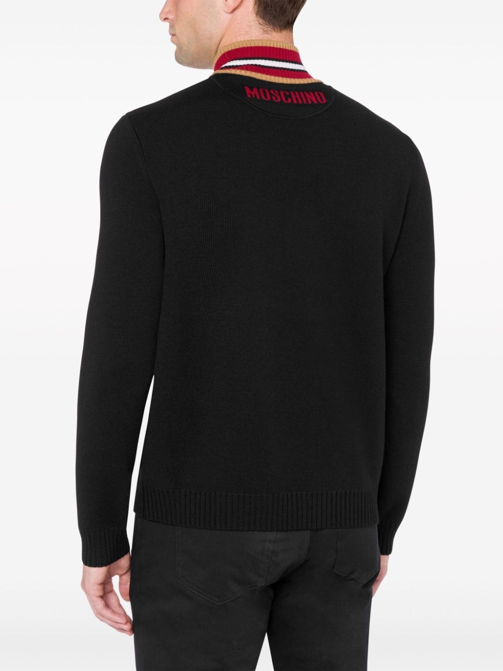 striped-neck virgin-wool jumper - 3