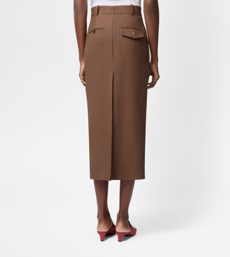 MIDI SKIRT IN LINEN - BROWN 4