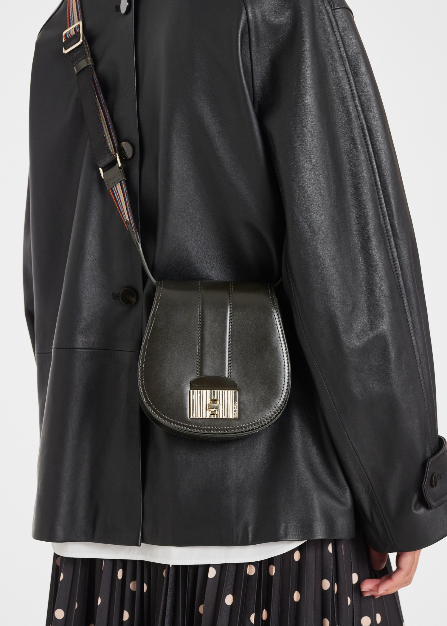 Women's Dark Green Leather Tear Drop Bag - 7