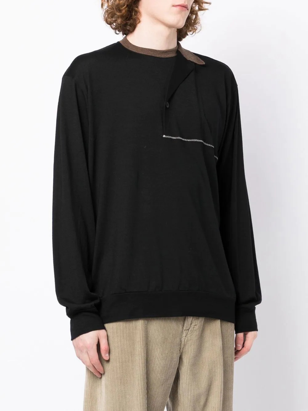 contrasting-collar detail sweatshirt - 3