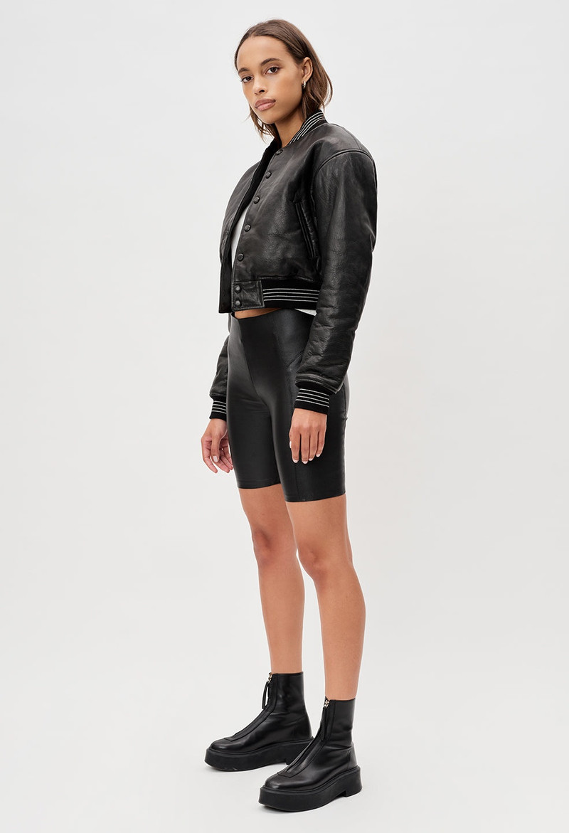 John Elliott LEATHER CROPPED STADIUM JACKET outlook