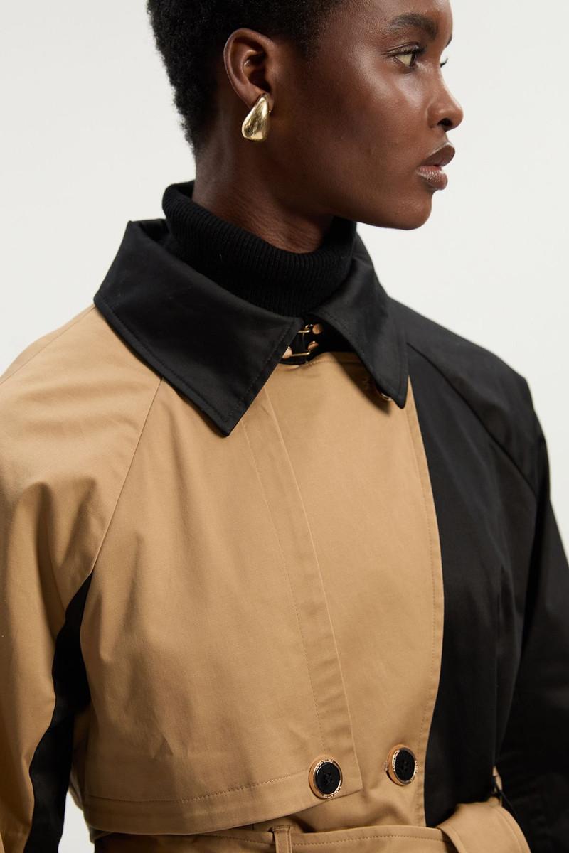 Colour Block Belted Tailored Trench Coat 5