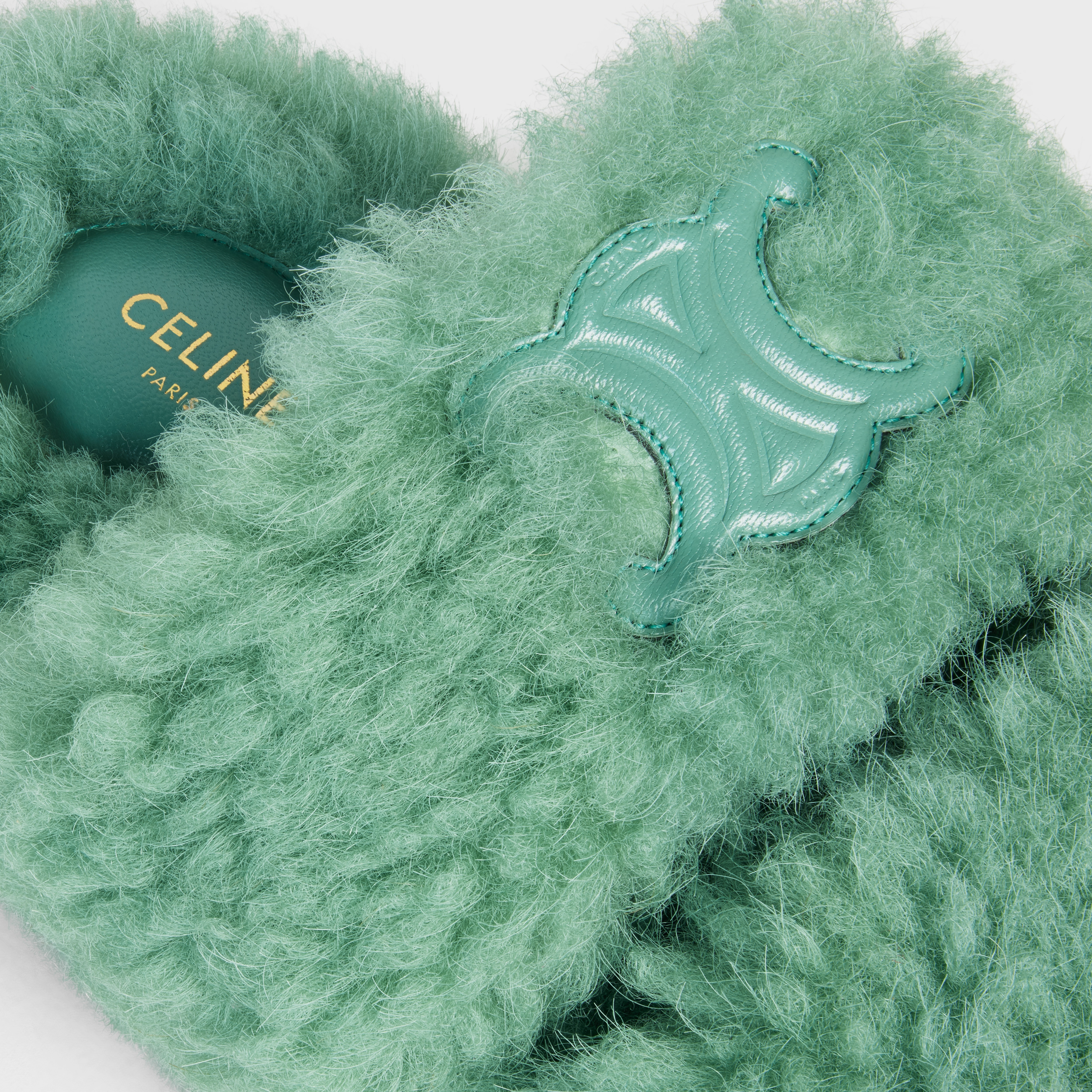 Celine Fur Slides Triomphe Open Slide in Shearling - 5
