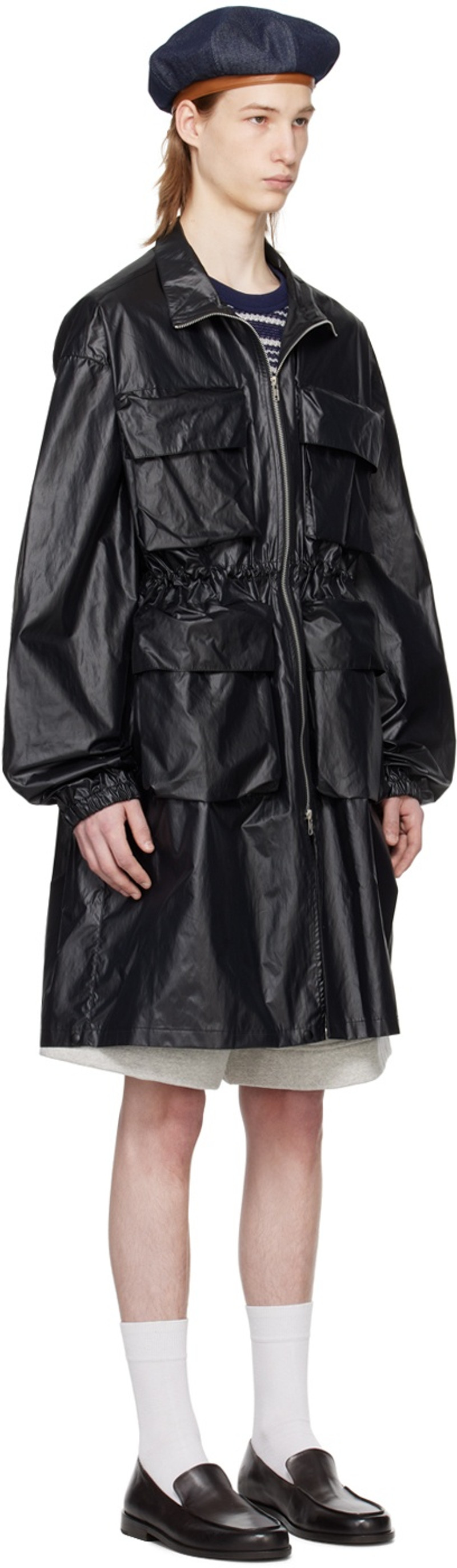 AFTER PRAY Black Military Coat outlook