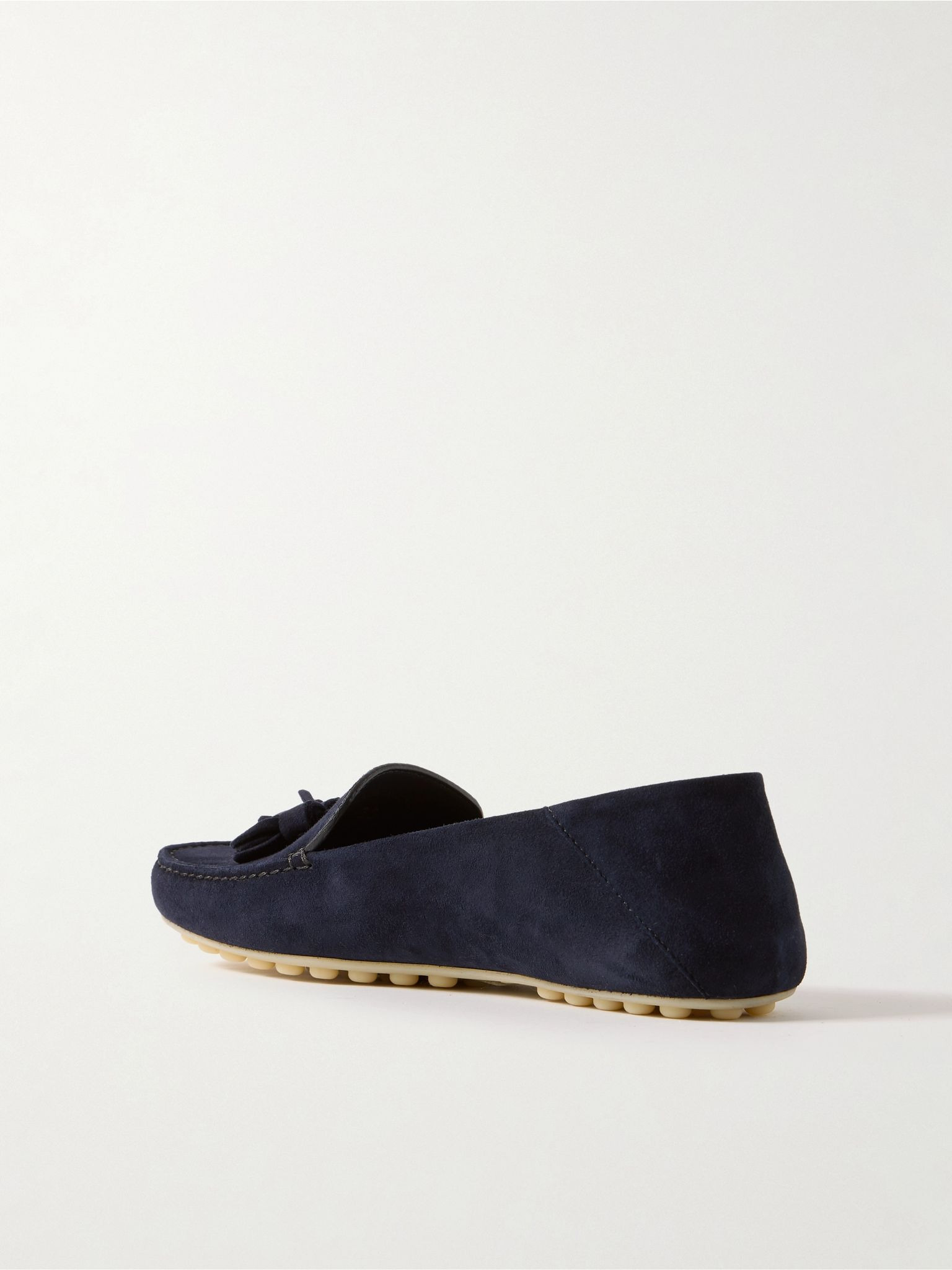 Tasseled suede collapsible-heel loafers Navy - 3
