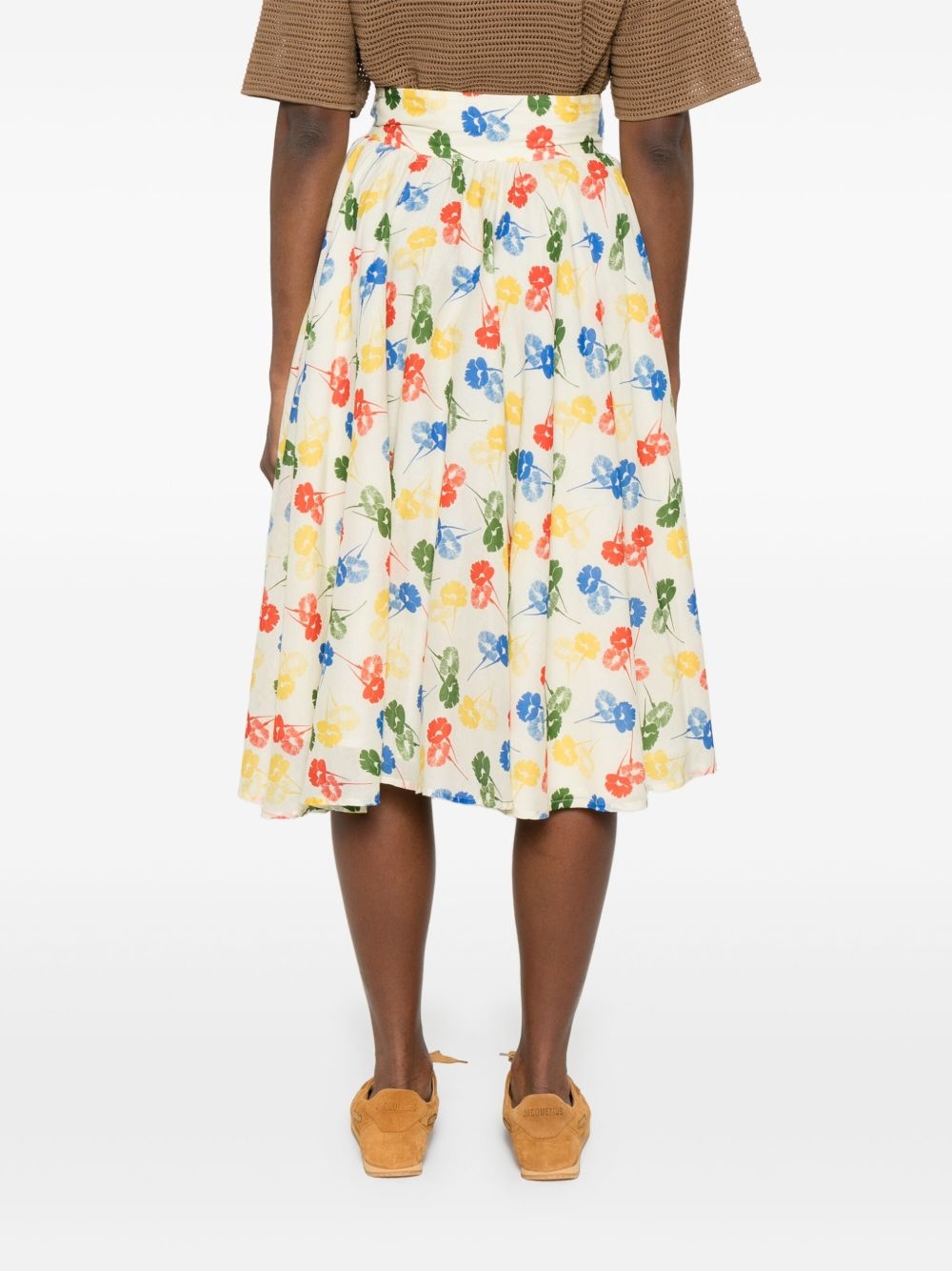 flower stamp midi dress - 4