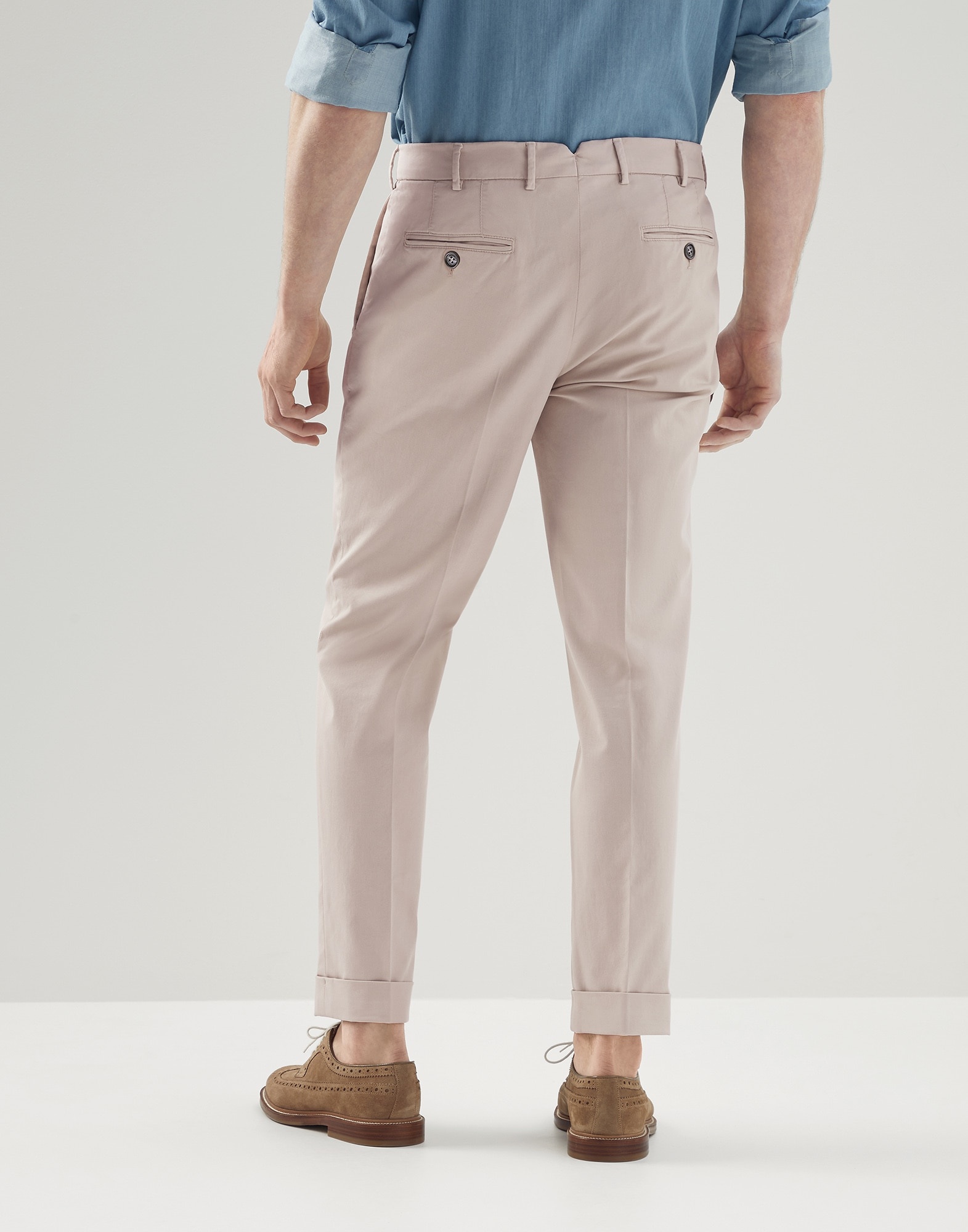 Garment-dyed Italian fit trousers in American Pima comfort cotton gabardine - 2