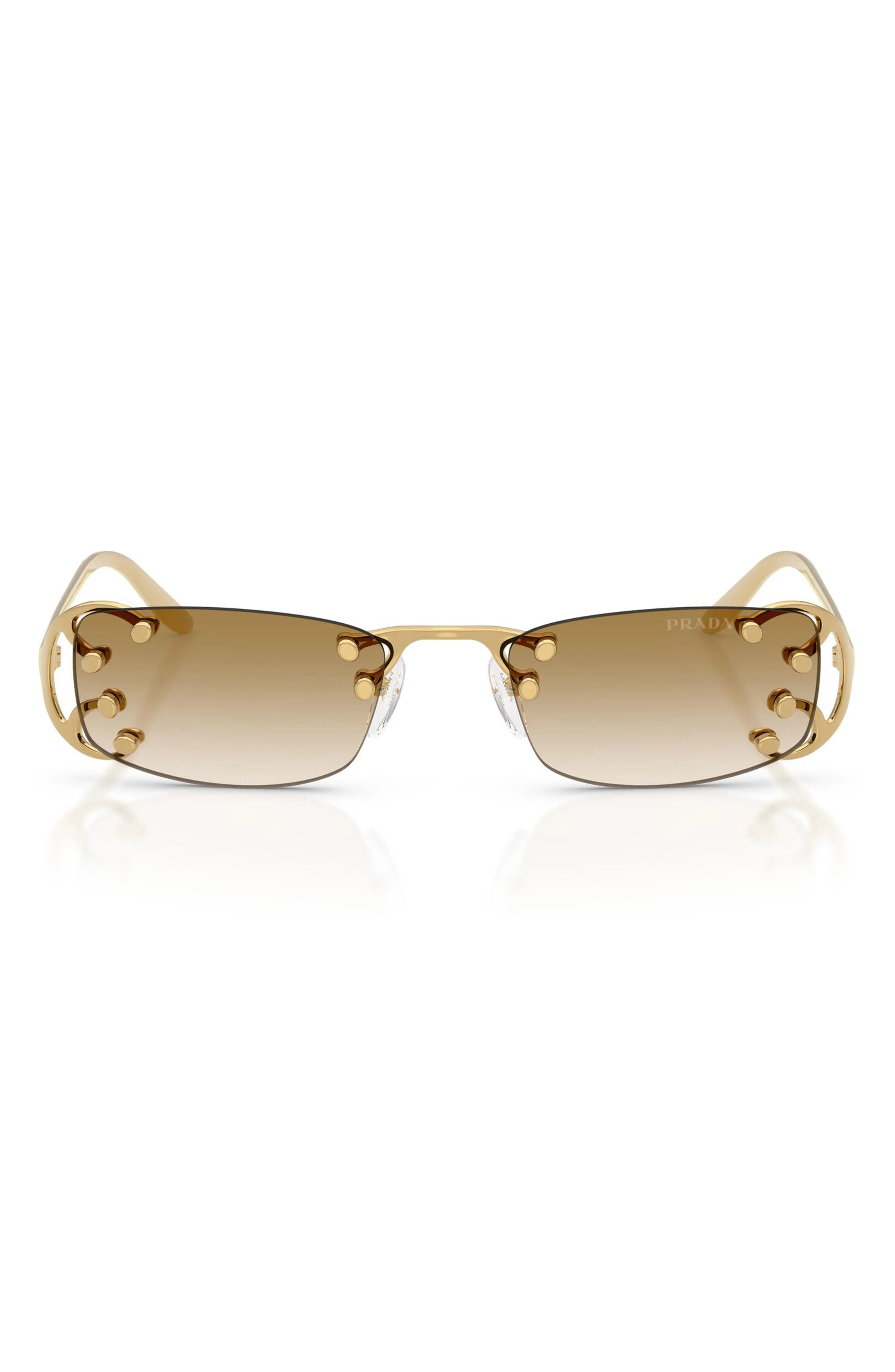Prada 52mm Gradient Rectangular Sunglasses in Oro Pallido Nouveau /Brown at Nordstrom - 1