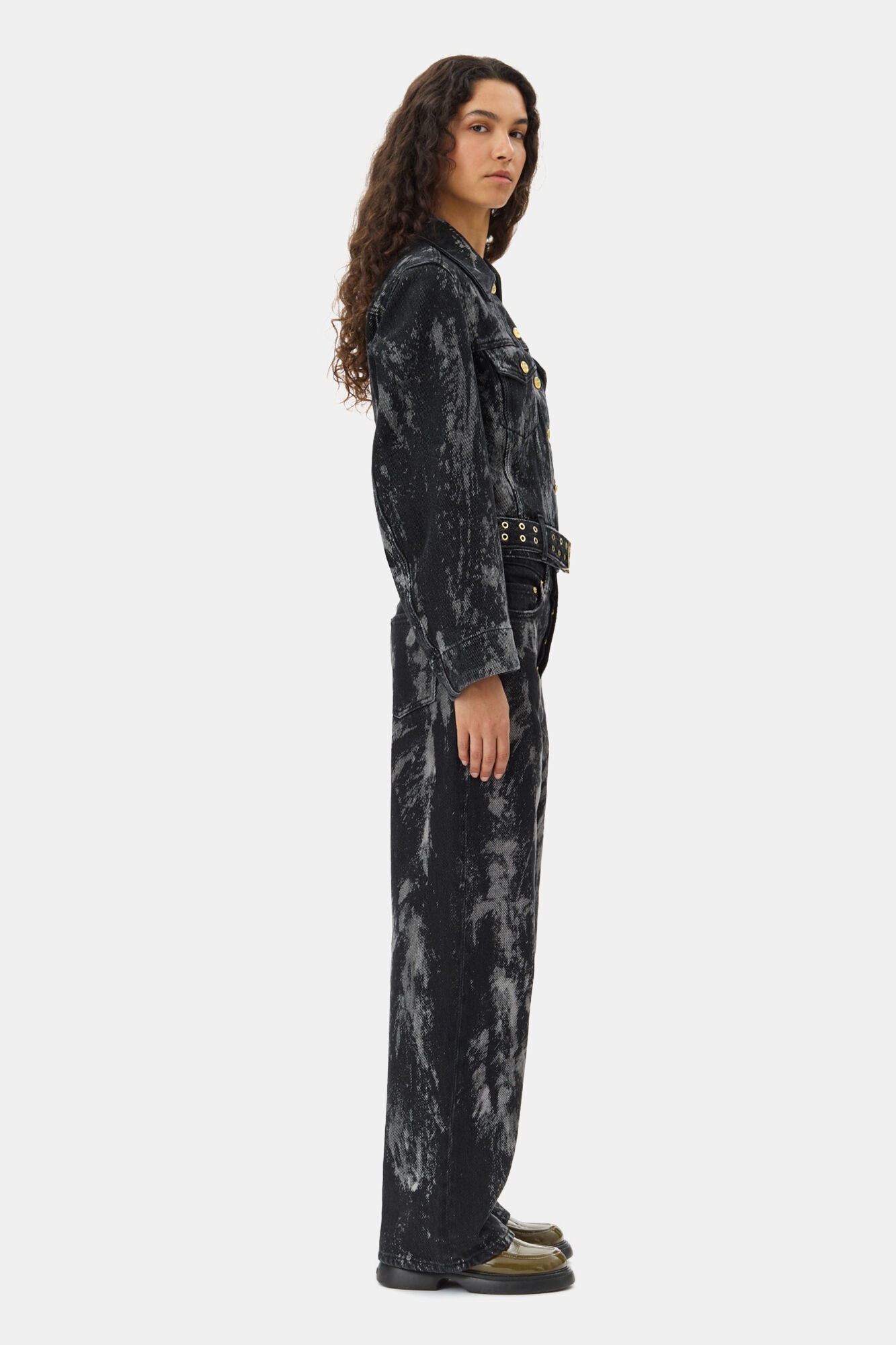 BLACK HEAVY DENIM BELTED JACKET - 4