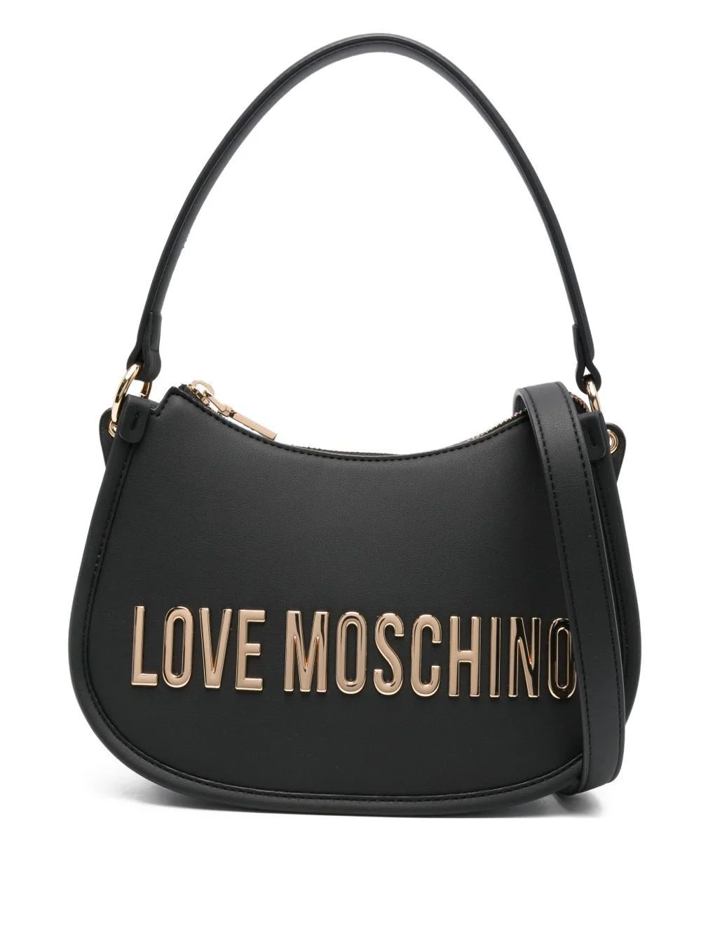 logo-plaque curved shoulder bag - 1
