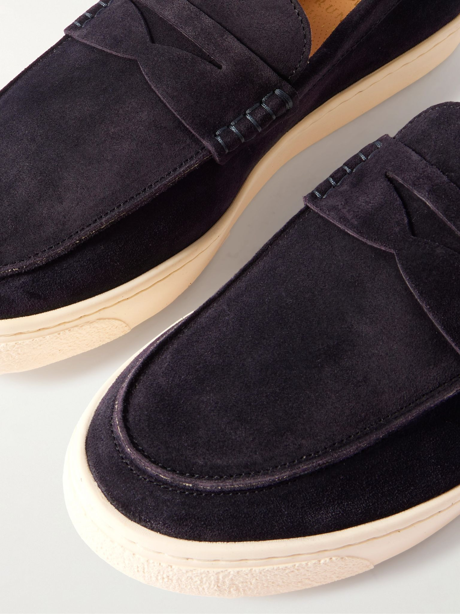 Suede Penny Loafers Navy - 4