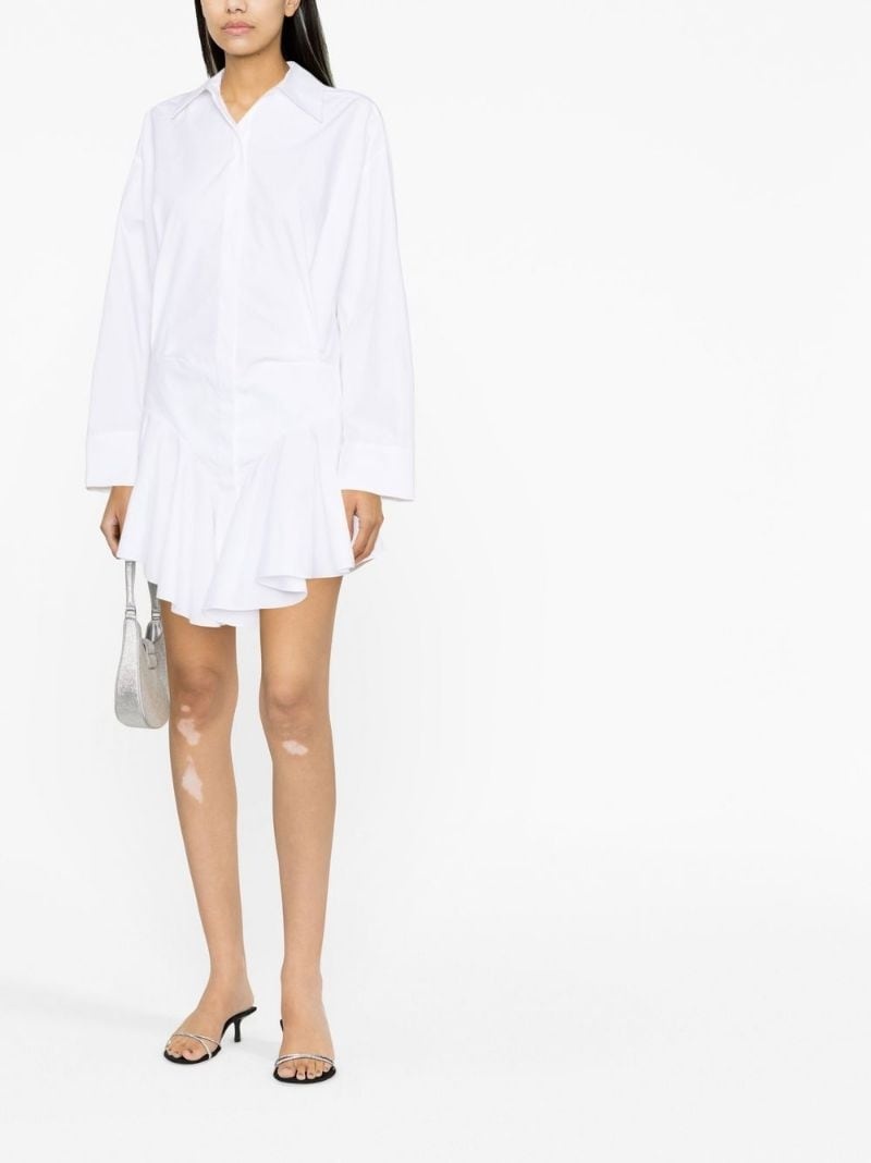 ruffled-trim shirt dress - 2