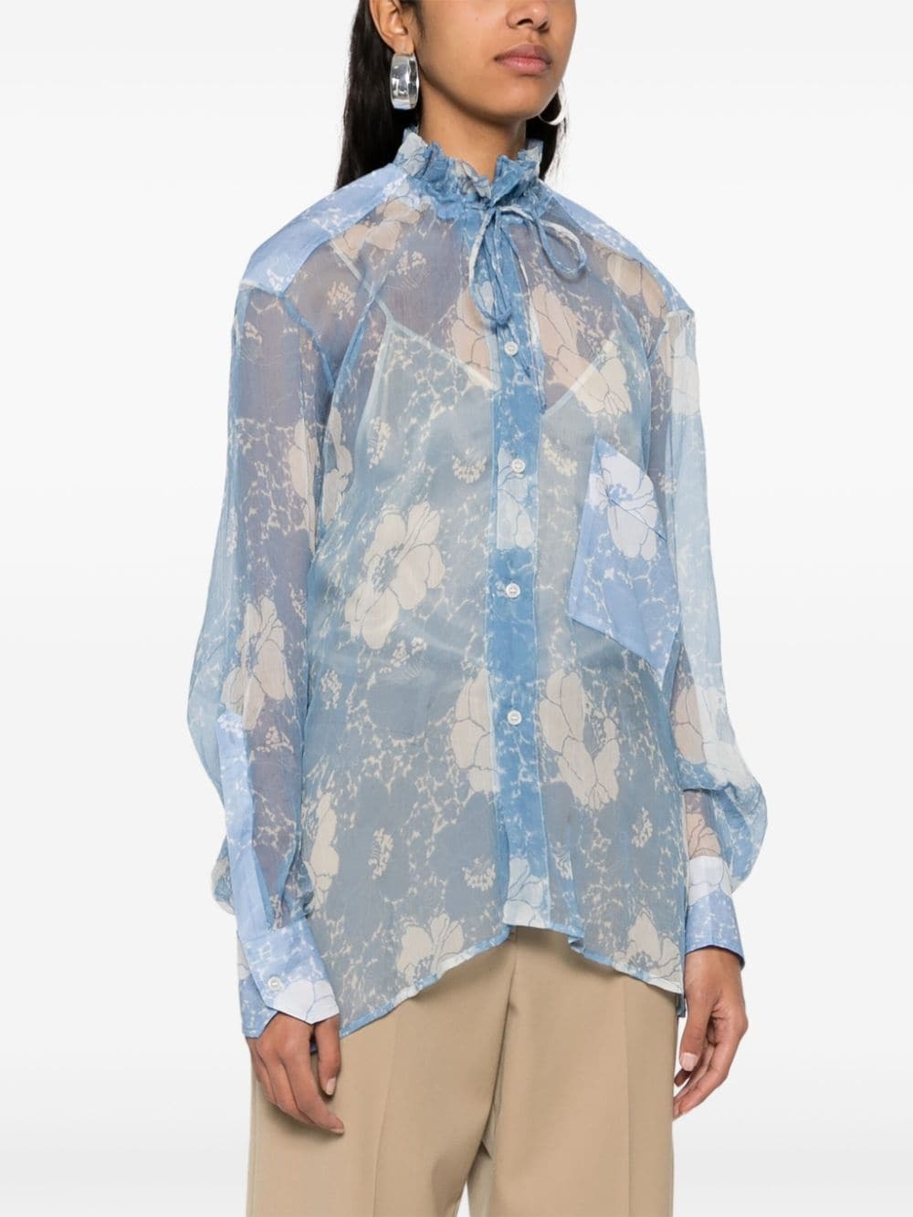 floral silk shirt - 3