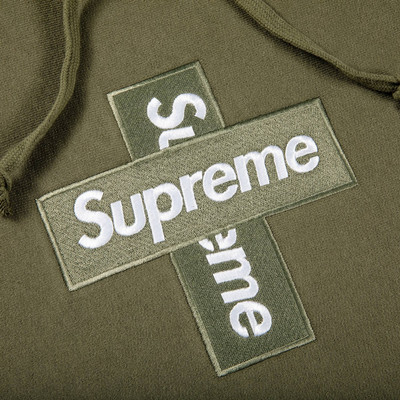 Supreme Supreme Cross Box Logo Hooded Sweatshirt 'Light Olive' outlook