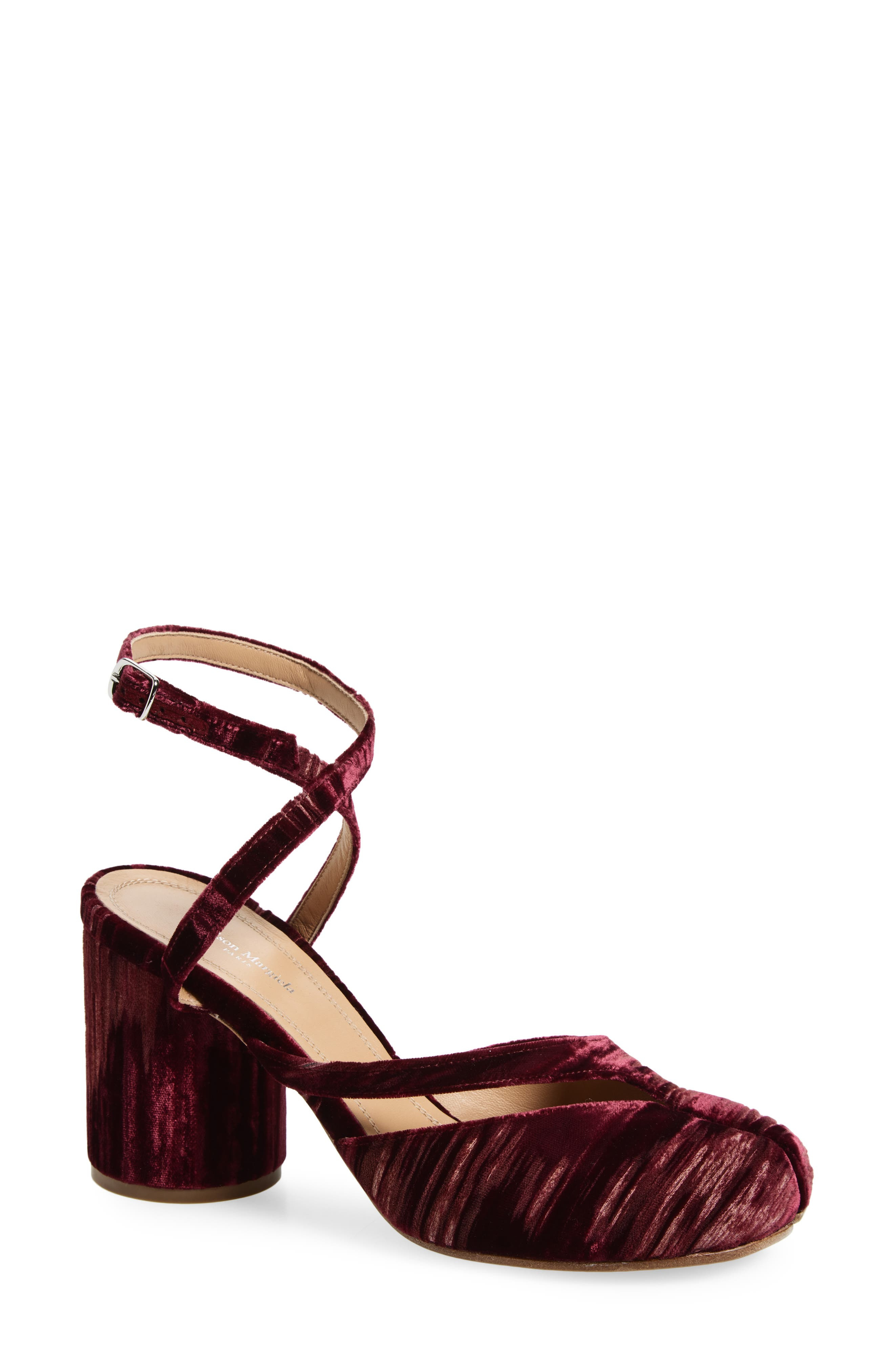 Maison Margiela Tabi Ankle Strap Pump in Cordovan Red at Nordstrom - 1