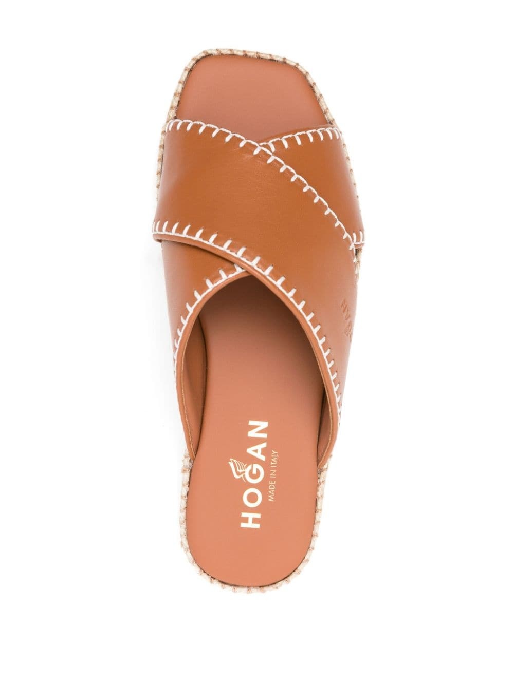 crossover-strap leather slides - 4