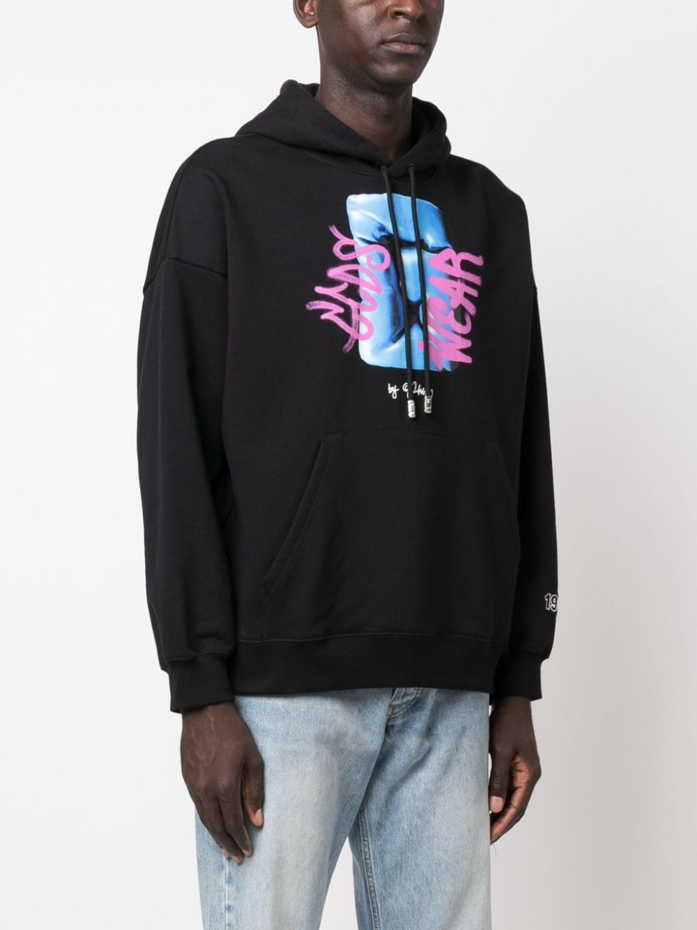 graphic-print cotton hoodie - 3