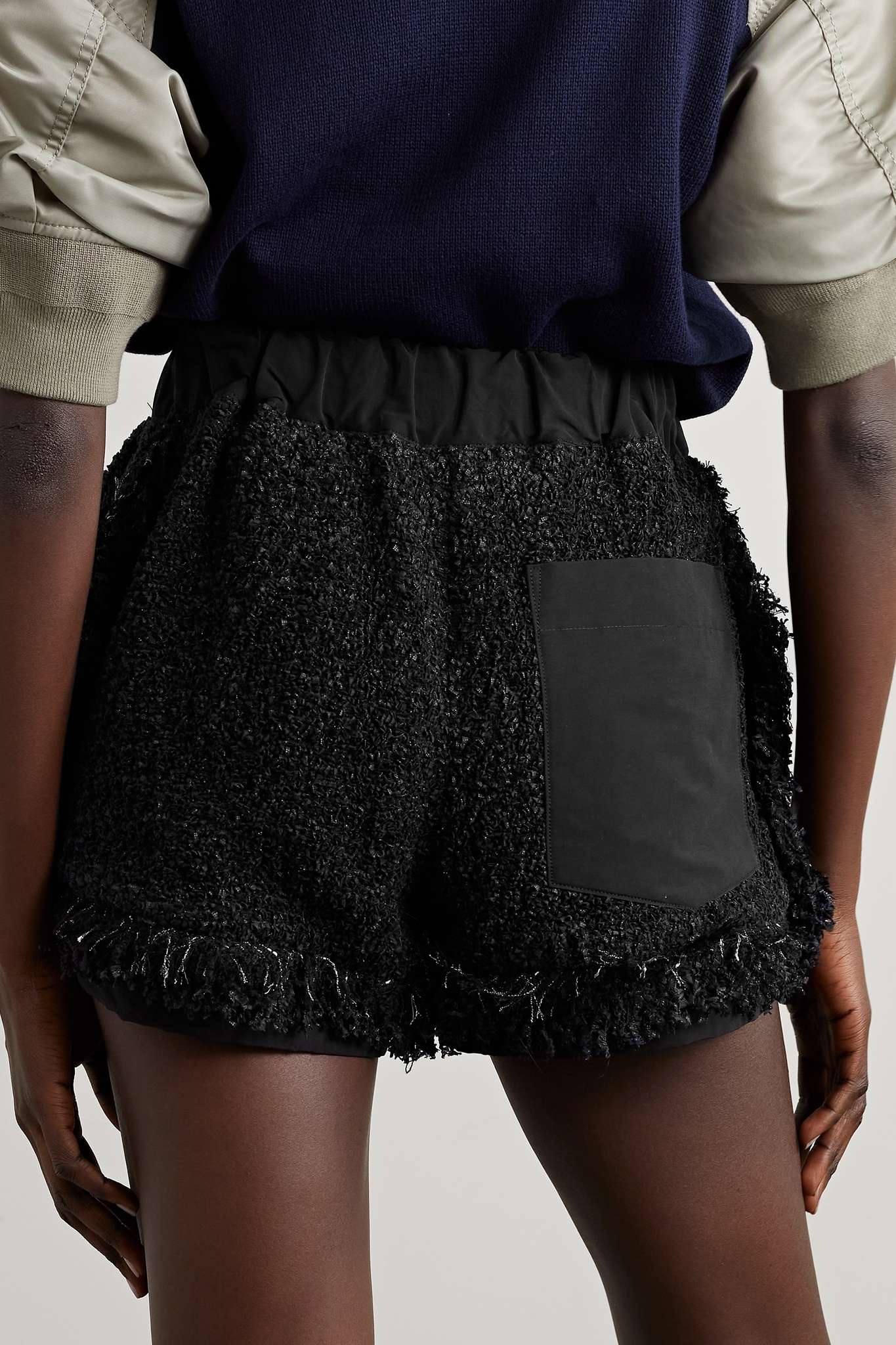 Grosgrain-trimmed frayed tweed shorts - 3