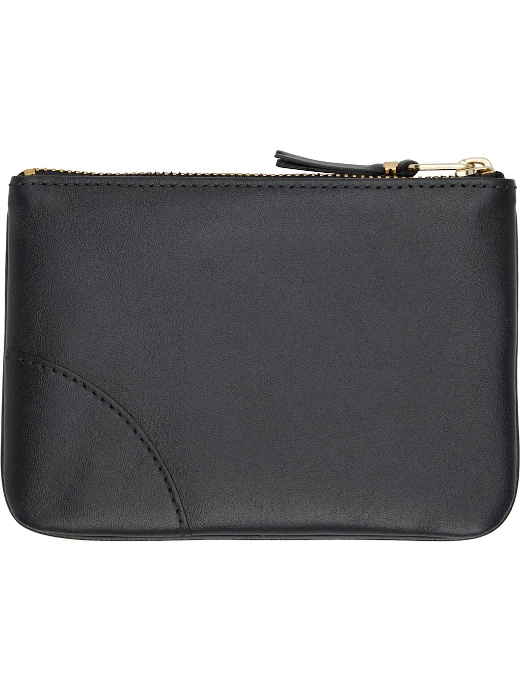 Black Classic Leather Line Pouch - 2