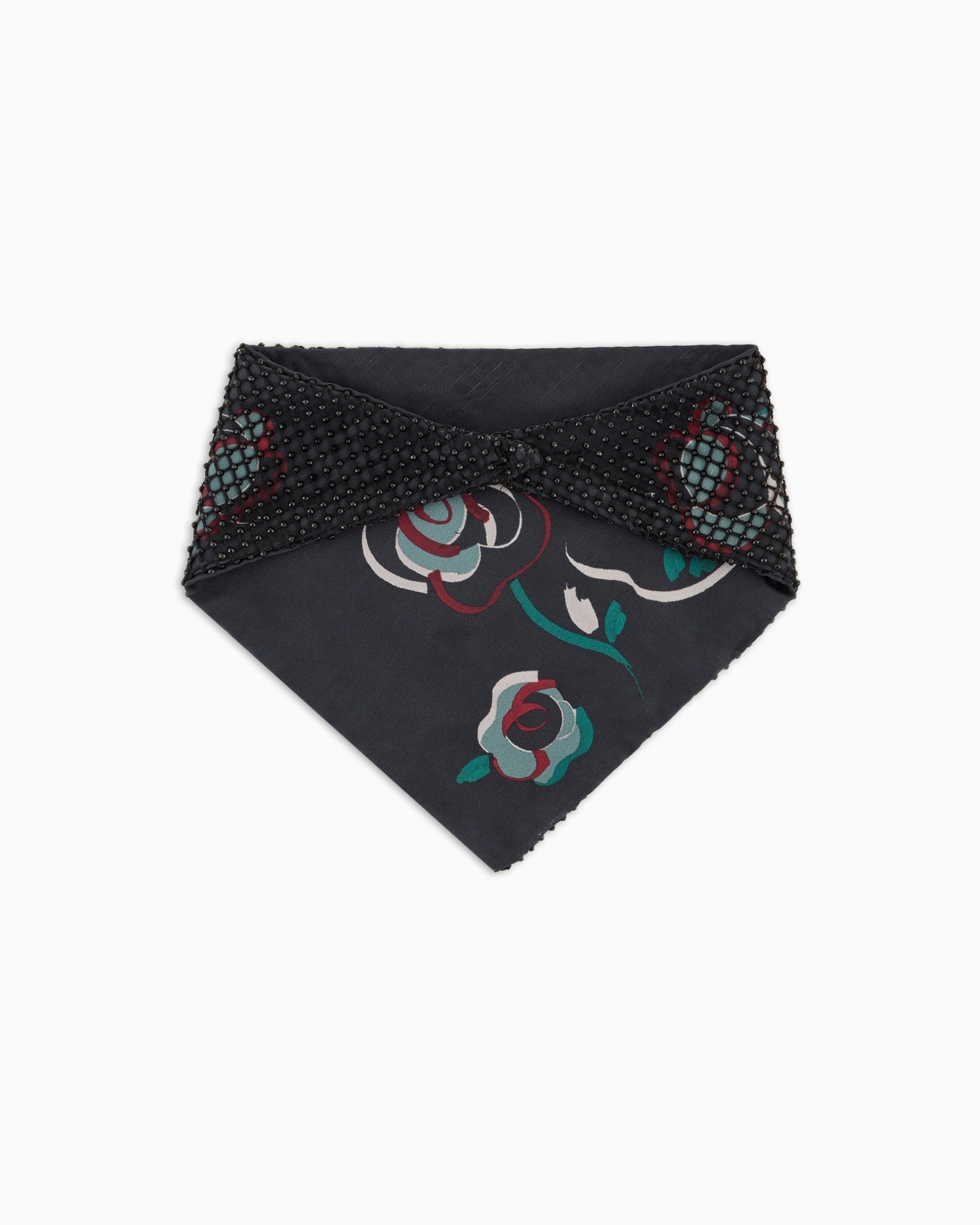 PRINTED SILK SCARF WITH RHINESTONES - 1