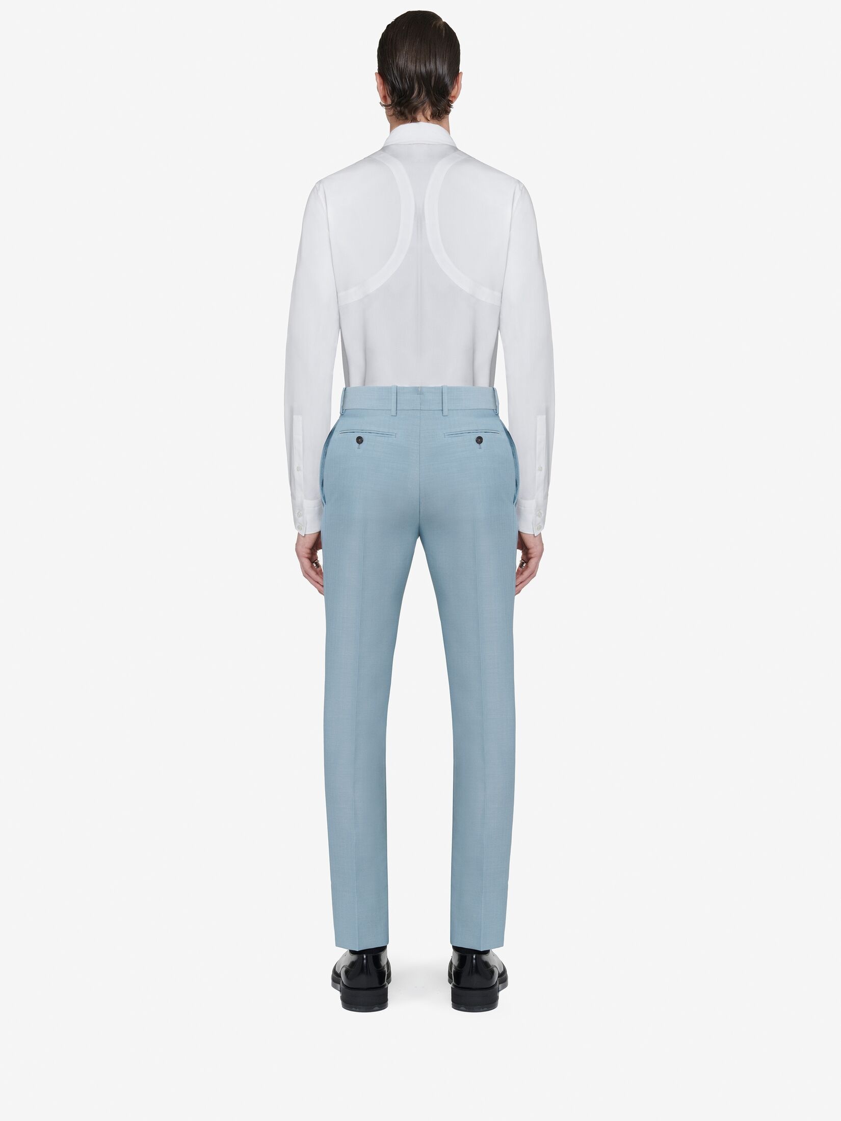 Men's Tailored Cigarette Trousers in Light Blue - 4