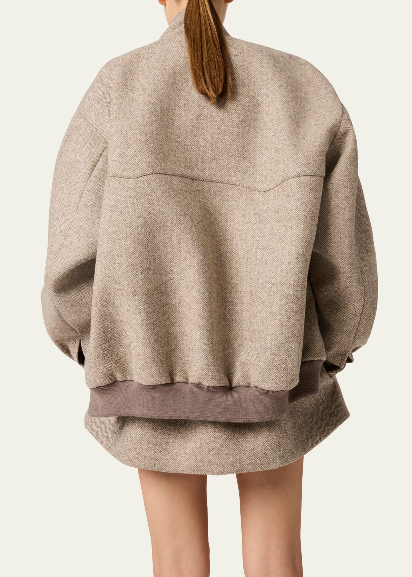 ジャケット MIUMIU CHEVRON WOOL PADDED BOMBER JACKET Miu Miu Chevron Oversized Zip Up Bomber Jacket