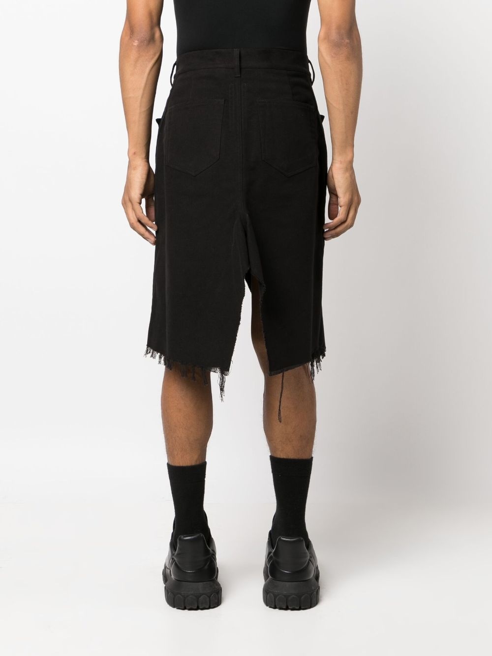 distressed-hem denim bermuda shorts - 4