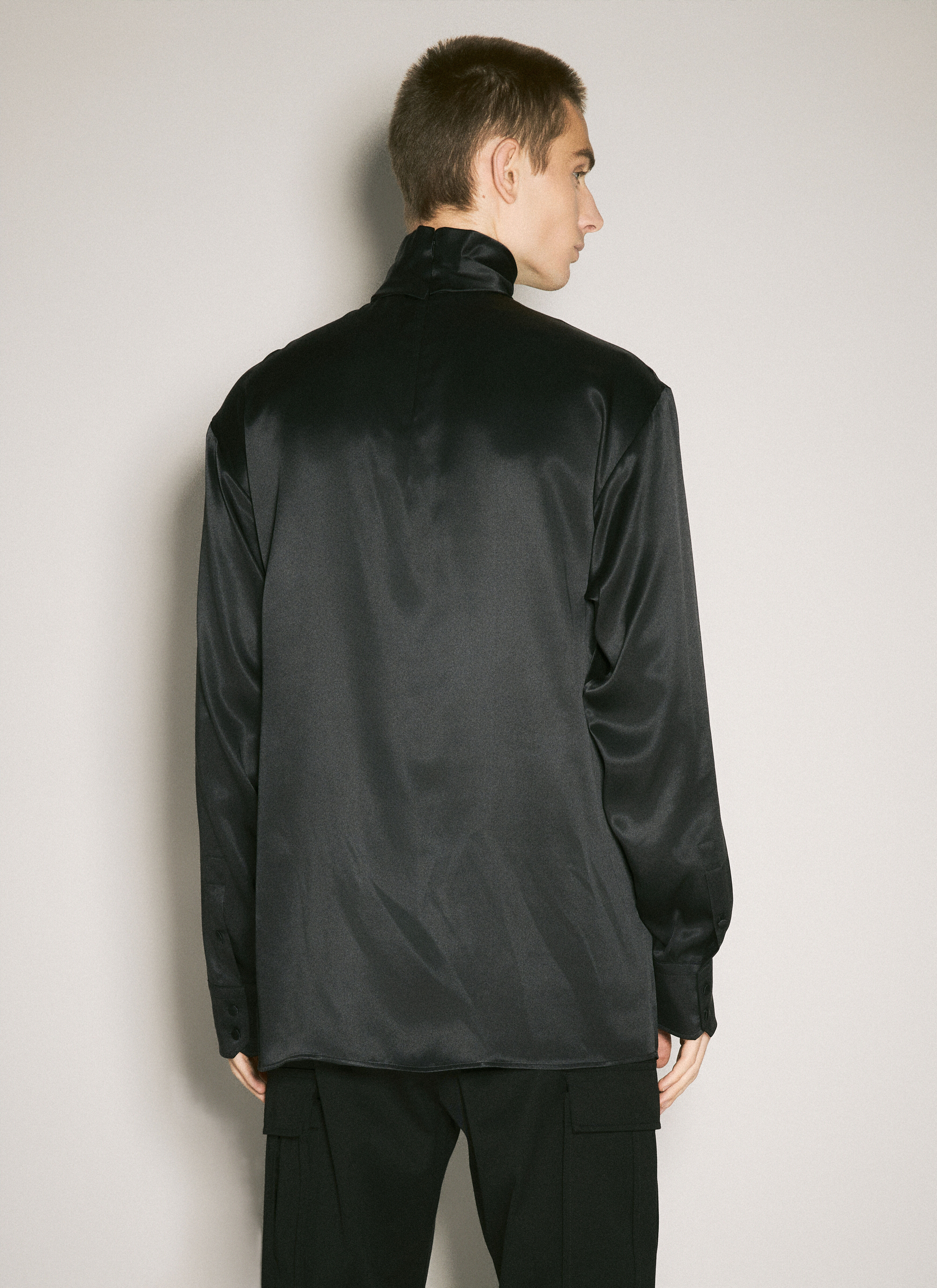 Loose Silk Turtleneck Top - 5