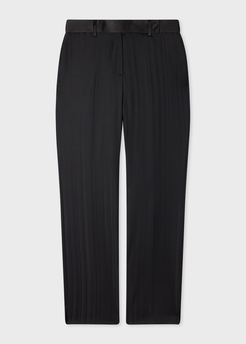Women's Black 'Tonal Stripe' Tux Trousers 1