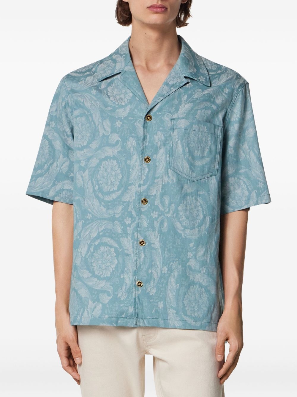 Barocco-print short-sleeve shirt - 3