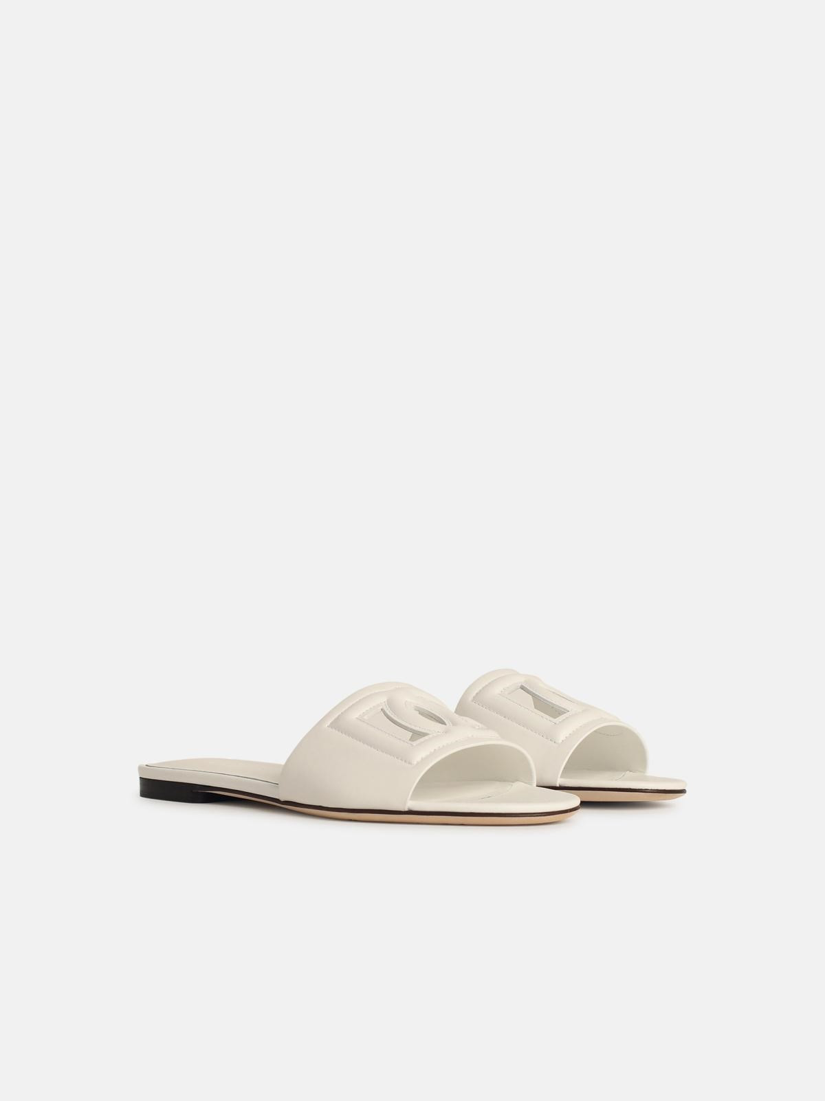 WHITE LEATHER SLIPPERS - 2