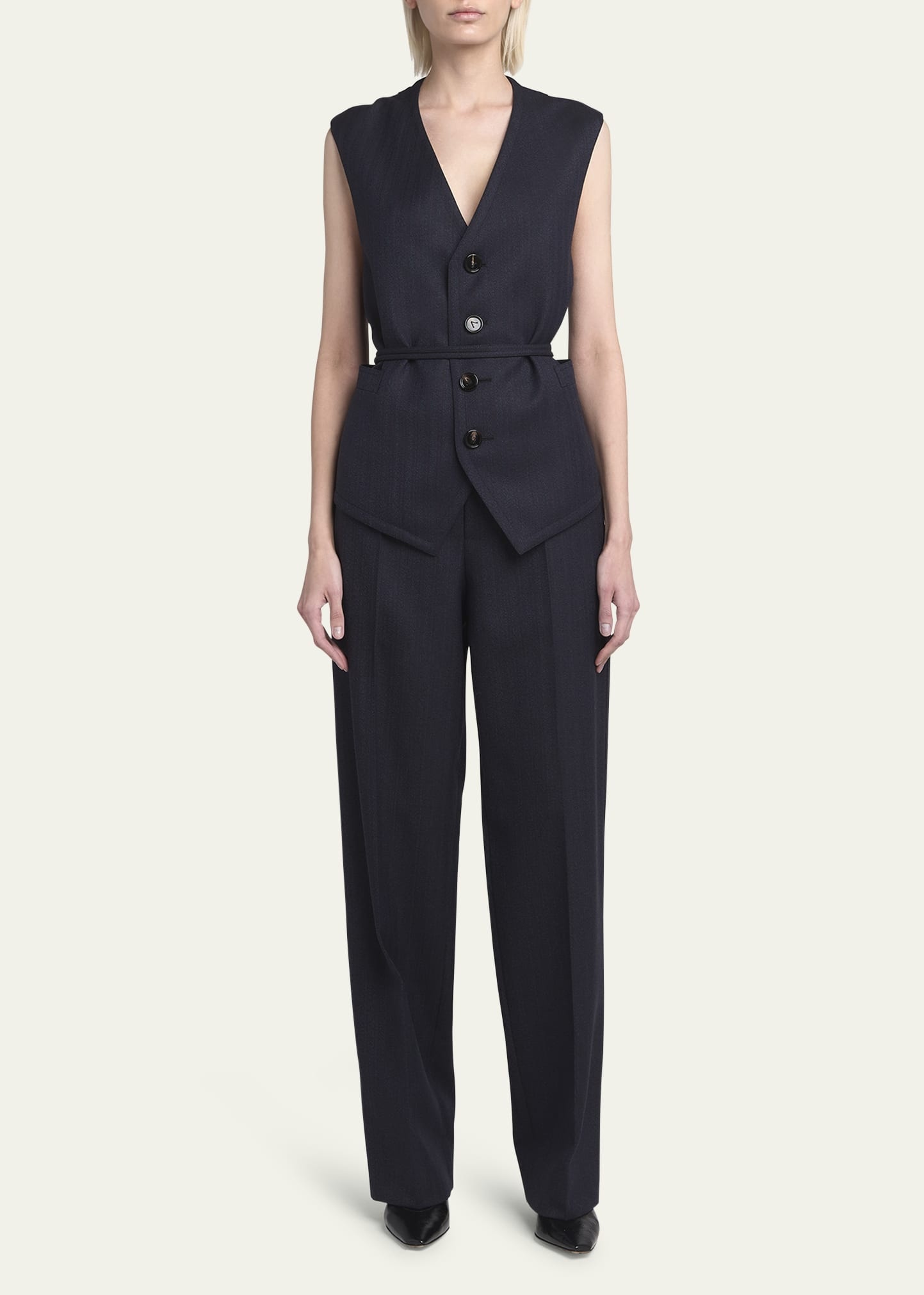 Subtle Striped Straight-Leg Wool Trousers - 2