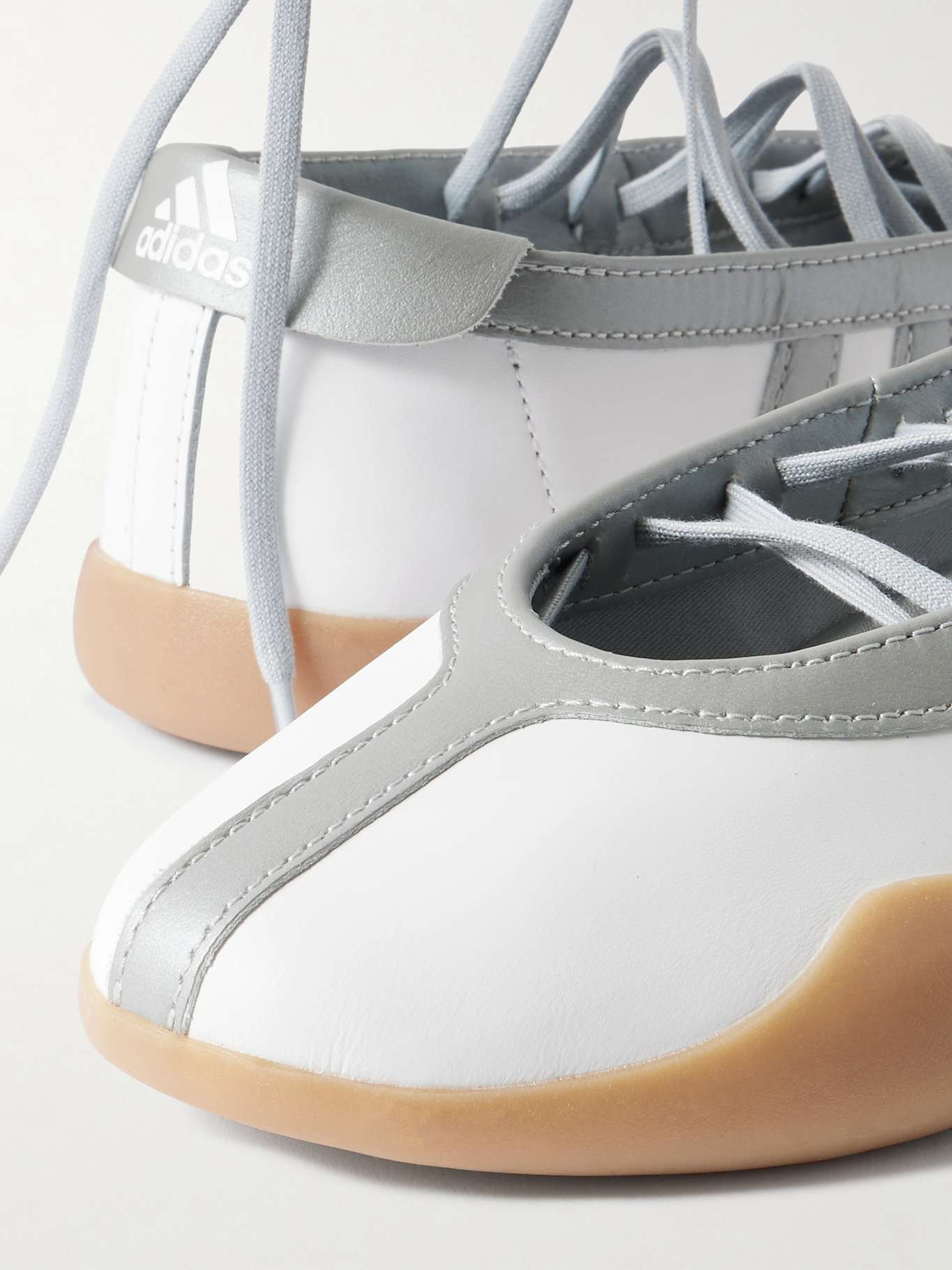 Taekwondo Mei Ballet metallic leather-trimmed leather sneakers Silver - 4