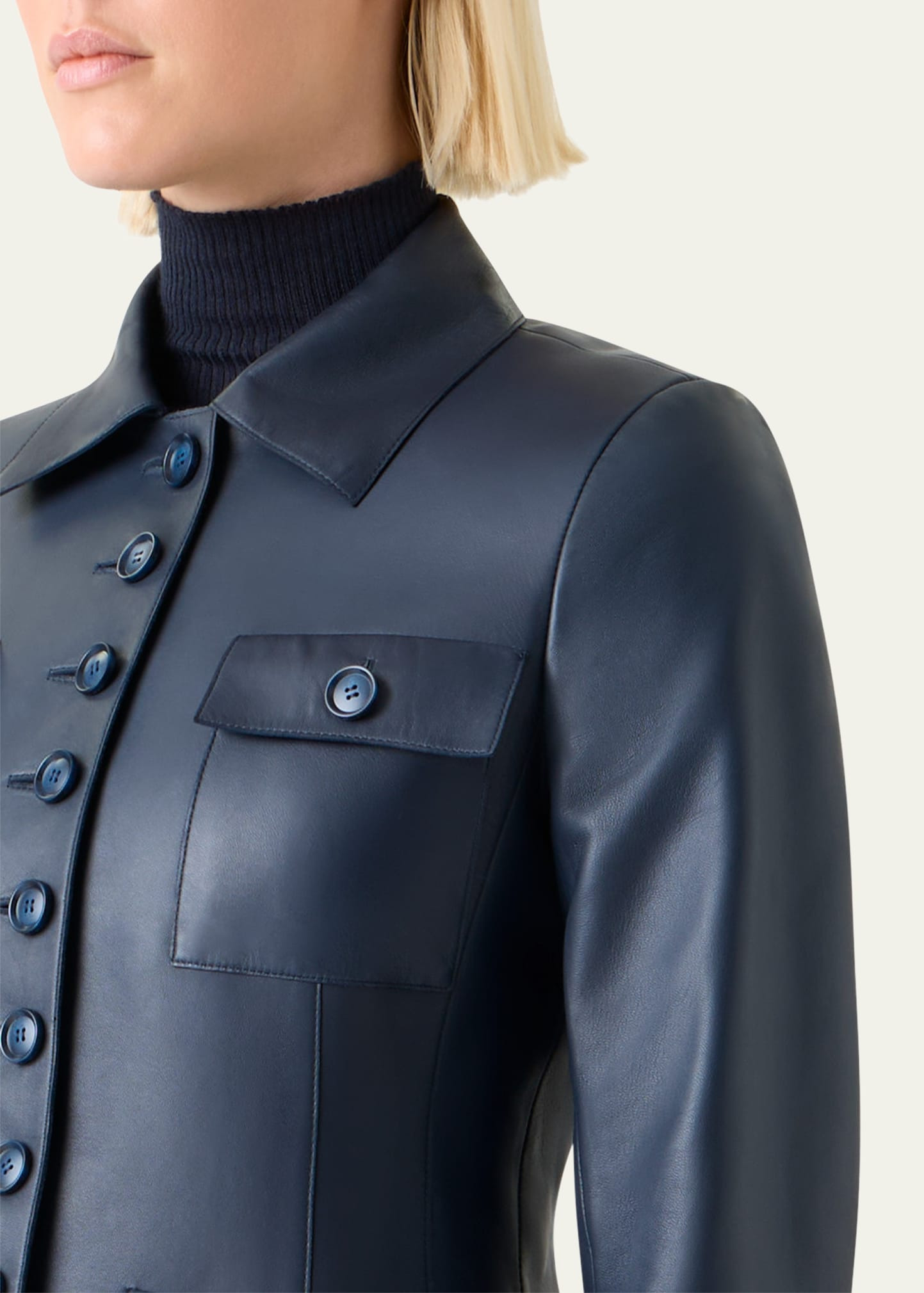 Delia Nappa Leather Fitted Jacket - 5