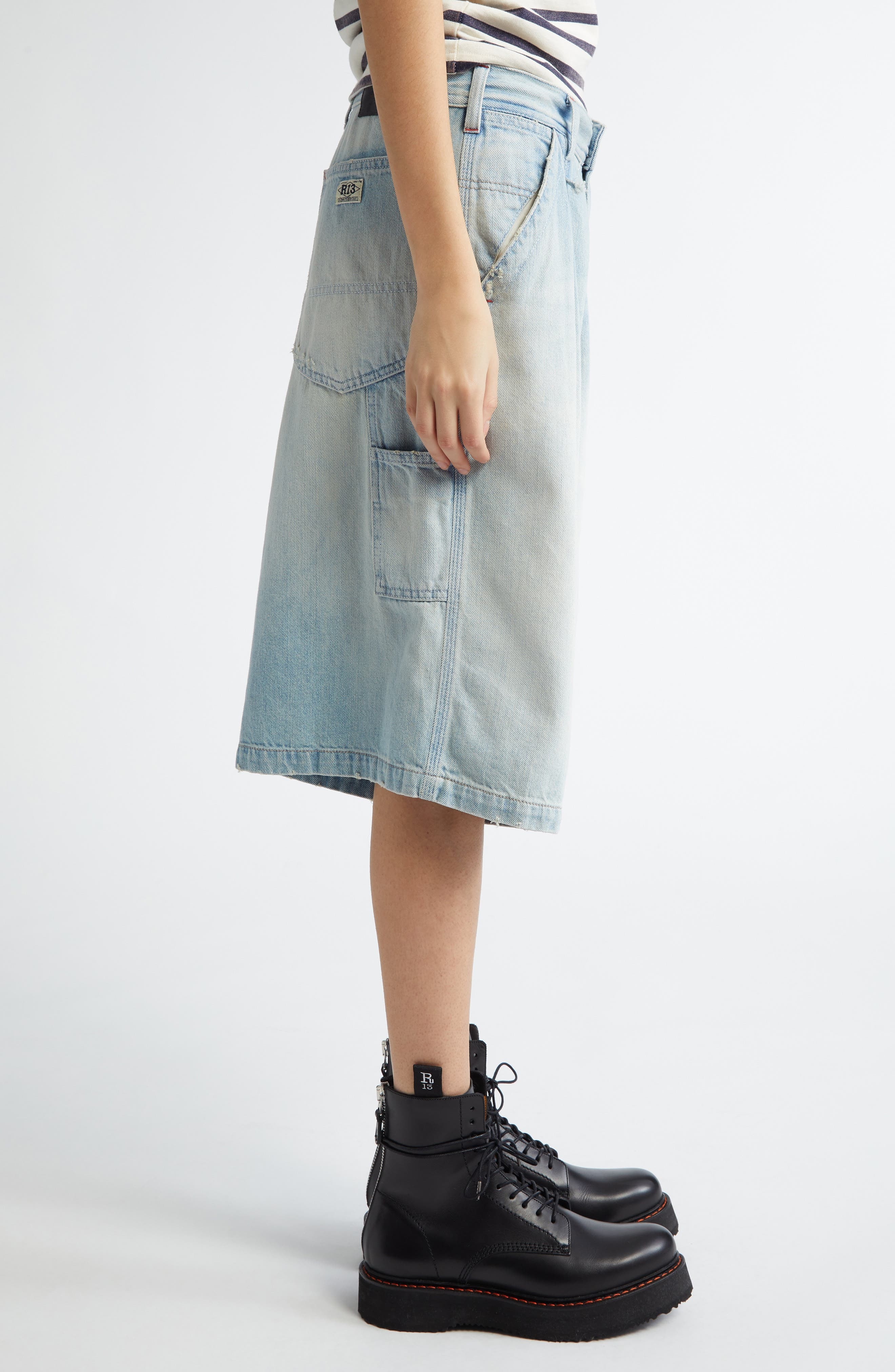 R13 Jesse Denim Carpenter Shorts in Toni Blue at Nordstrom - 4