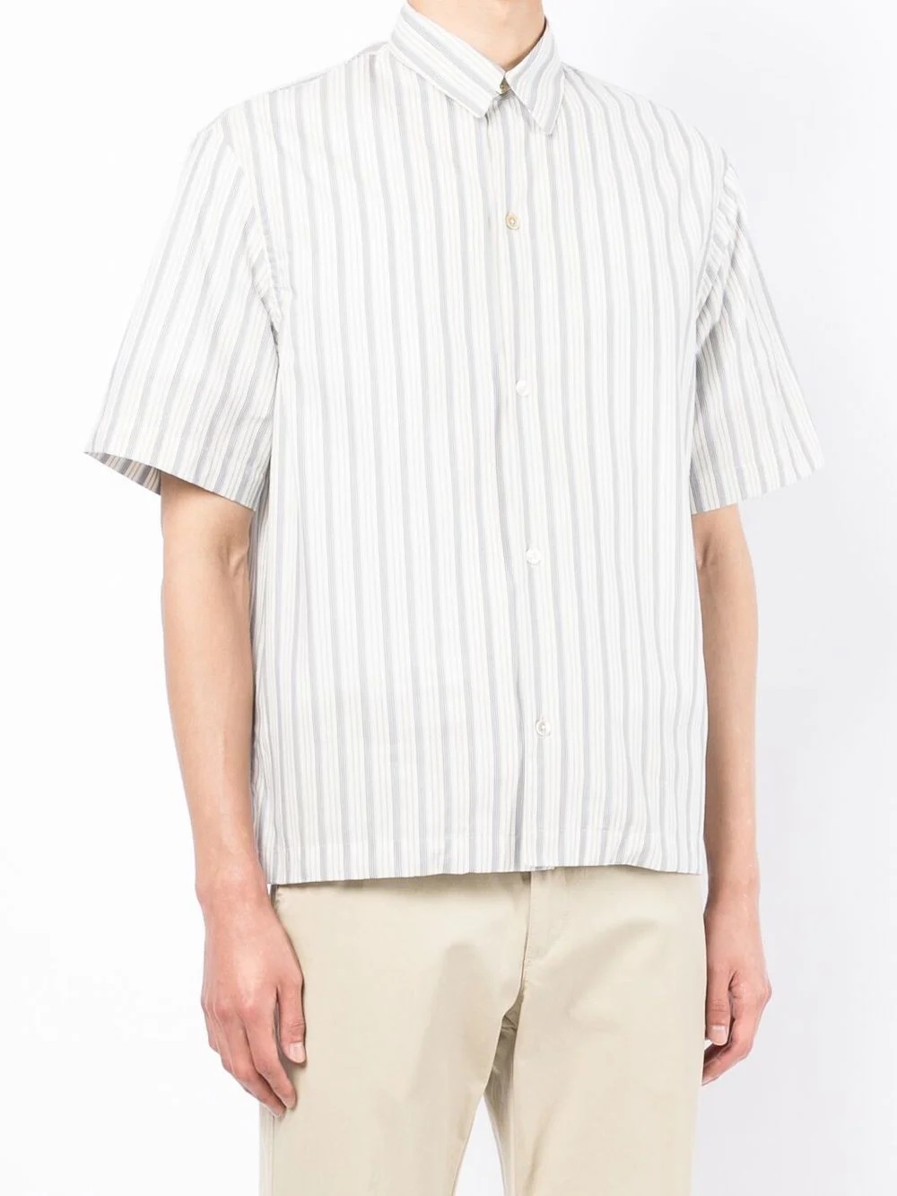 stripe-print drawstring shirt - 3