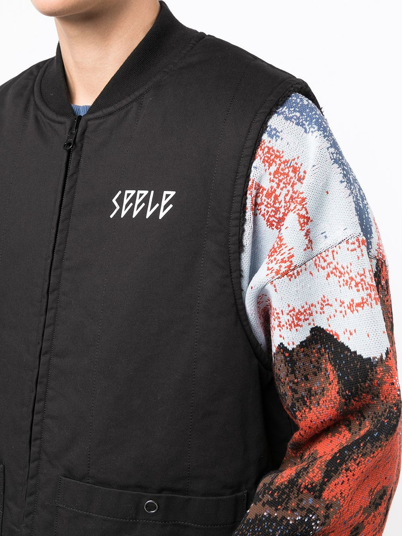 slogan-print reversible gilet 5
