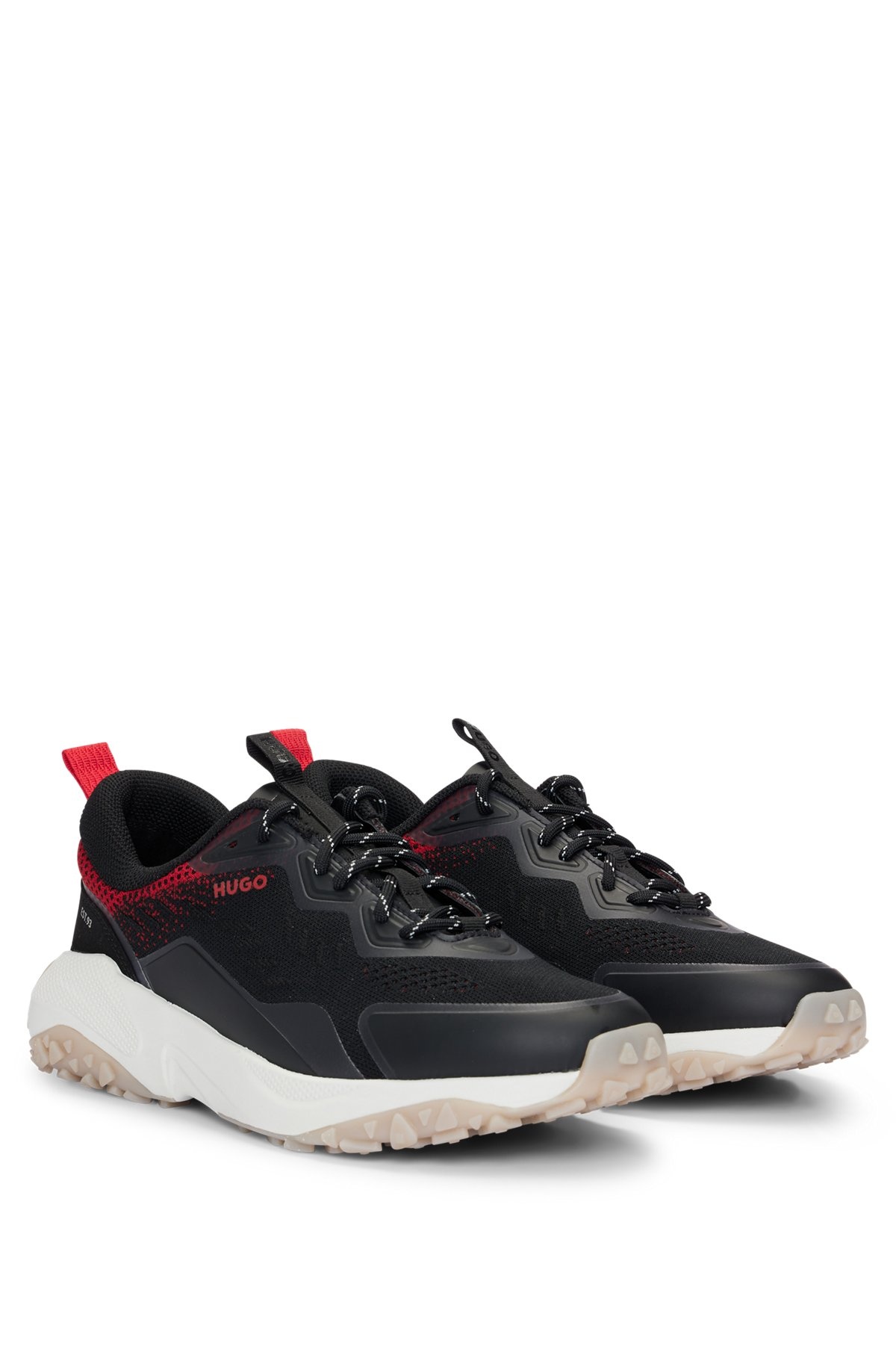 MIXED-MATERIAL LACE-UP TRAINERS WITH DEGRADÉ PATTERN - 2